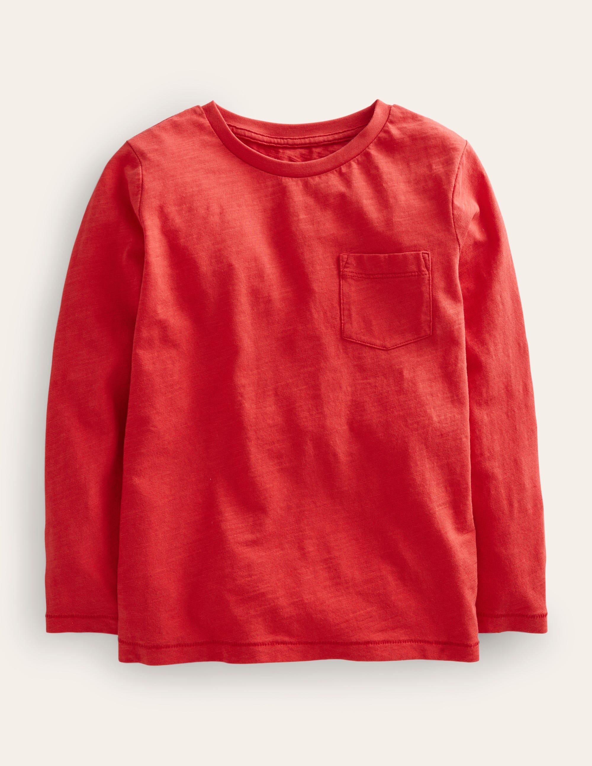 Long-sleeved Washed T-shirt-Rockabilly Red - Image 1