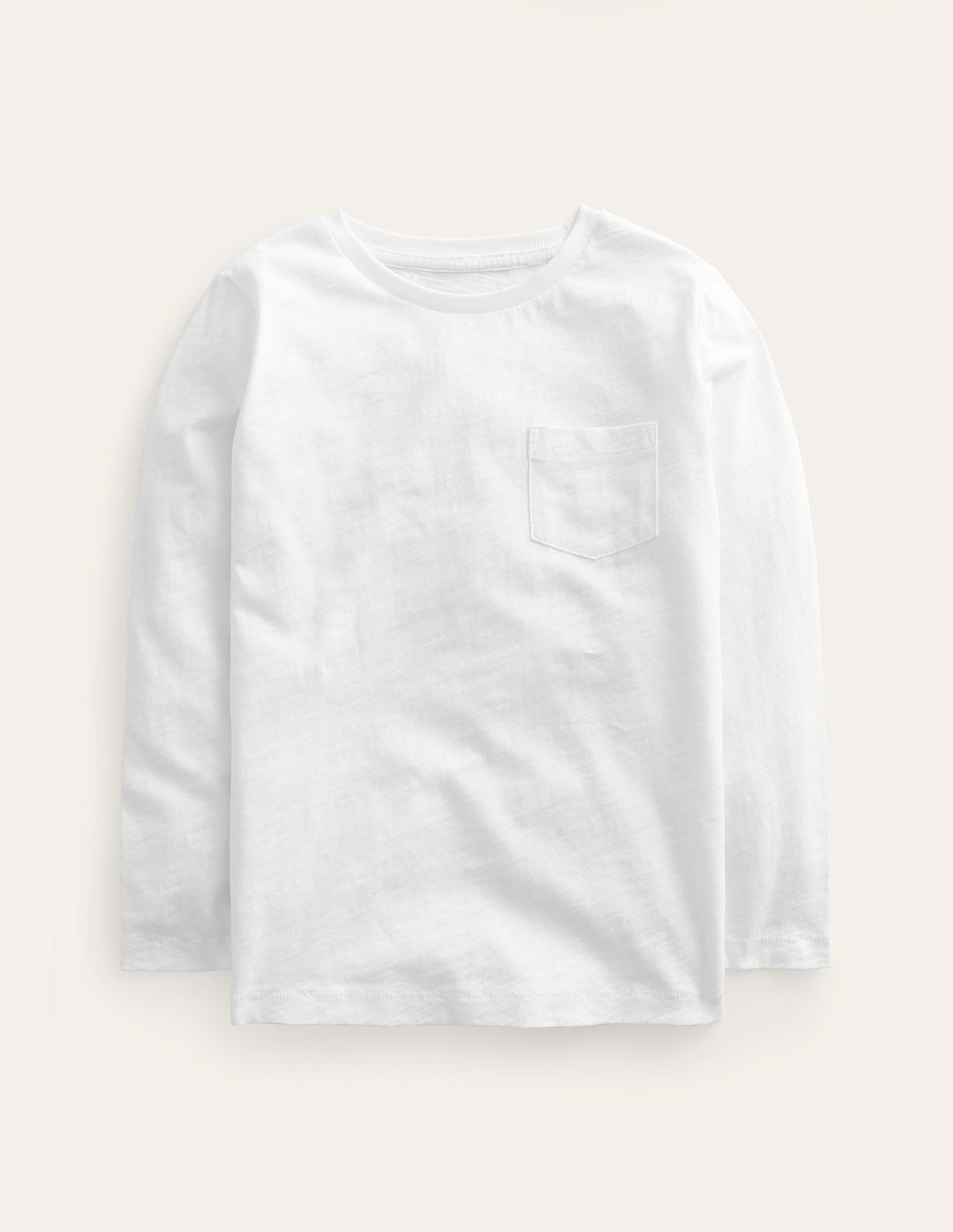 Long-sleeved Washed T-shirt-White-1