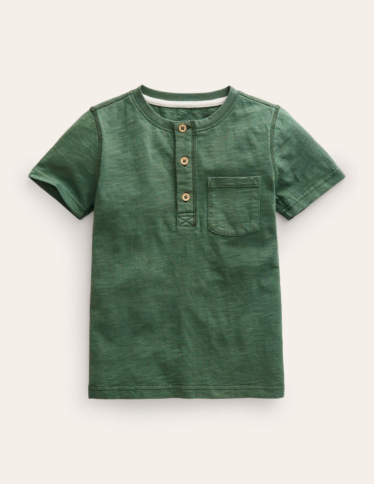 Washed Cotton Henley T-shirt-Monster Green-1