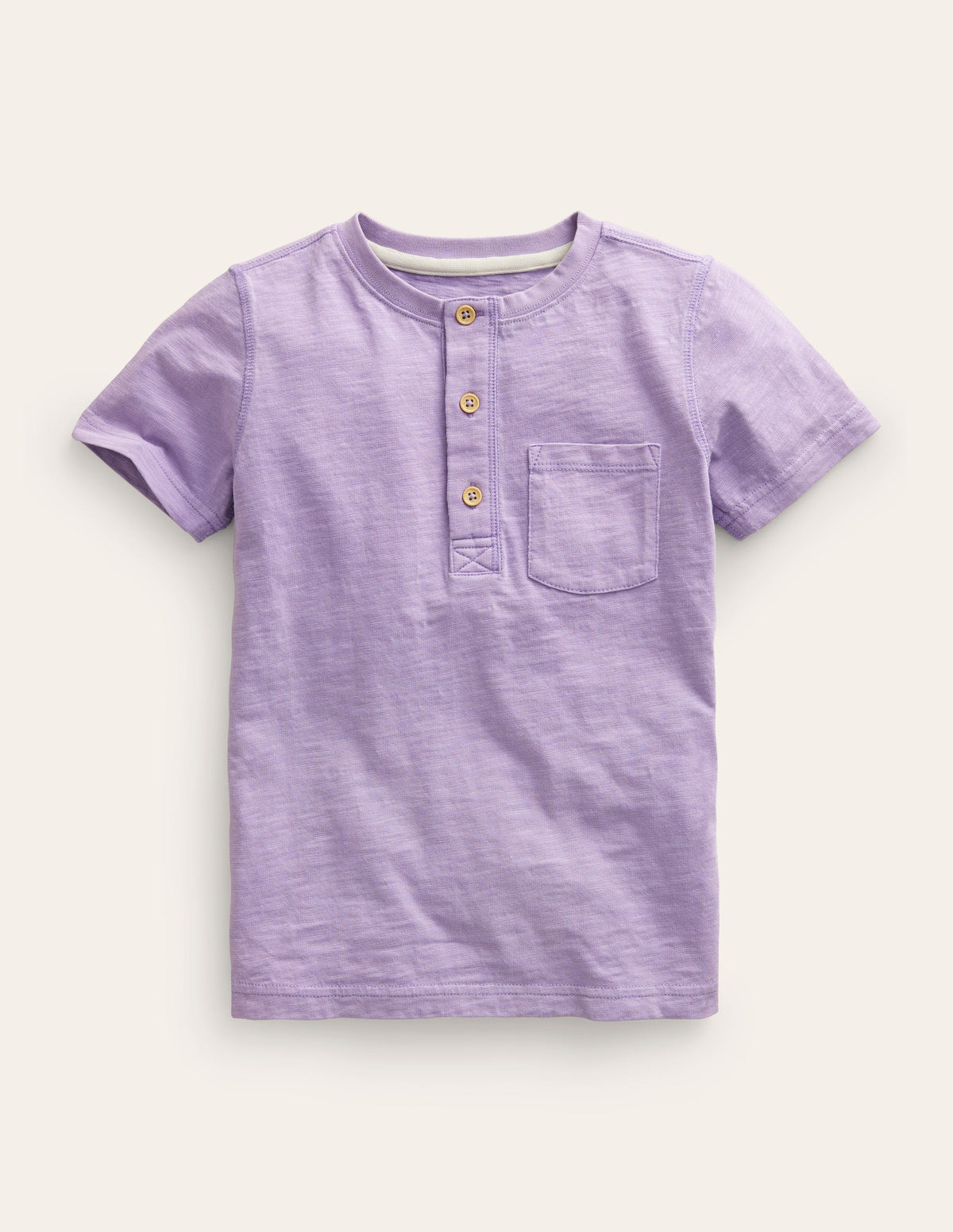 Washed Cotton Henley T-shirt-Misty Lavender-1