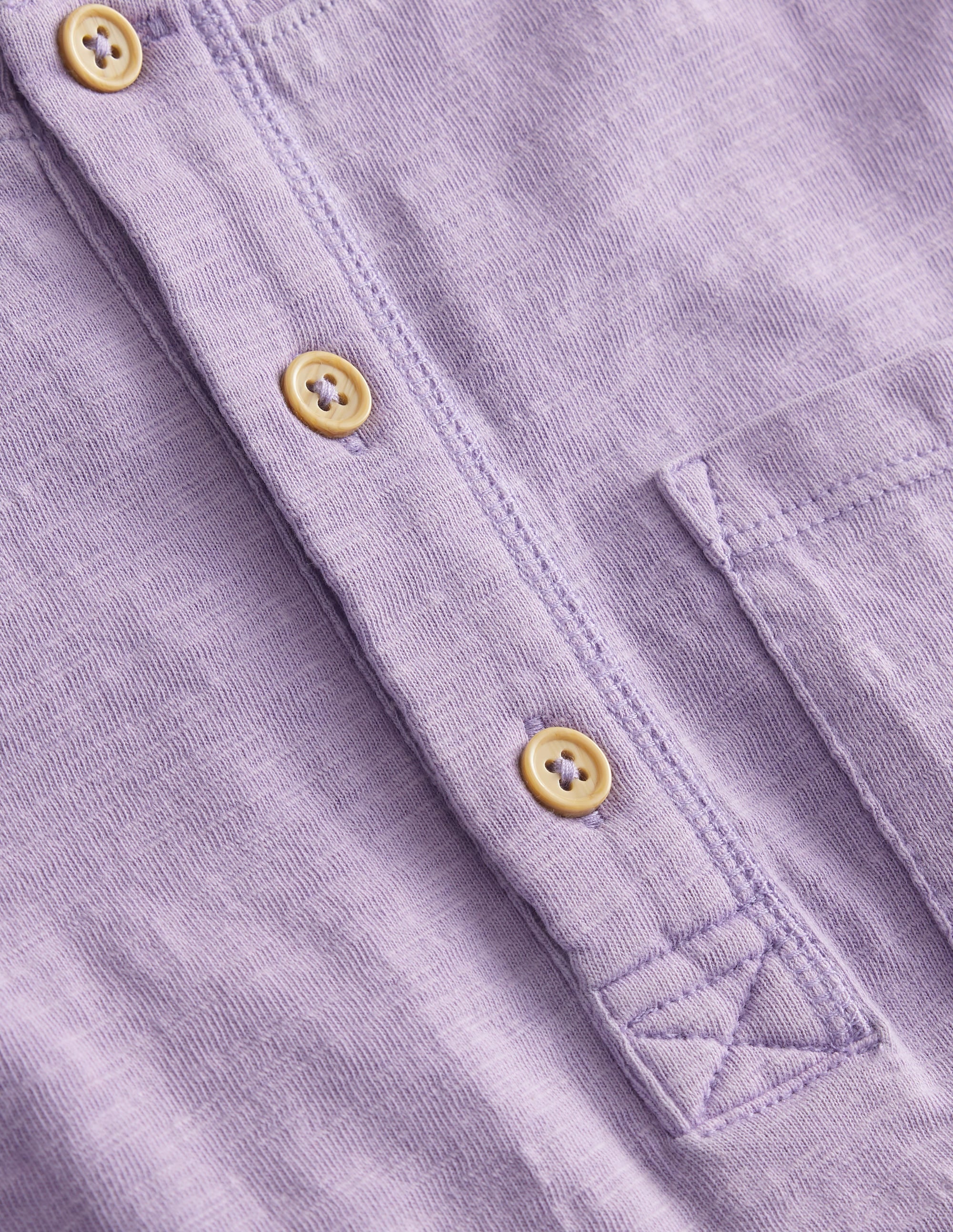 Washed Cotton Henley T-shirt-Misty Lavender - Image 3