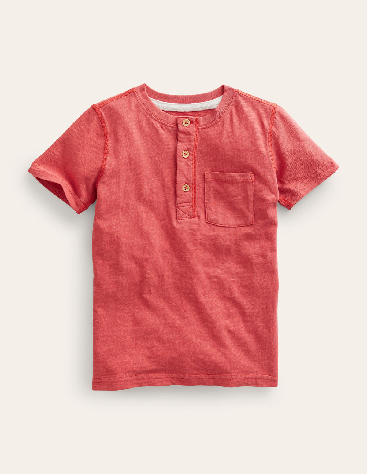 Washed Cotton Henley T-shirt-Peppadew Red-1