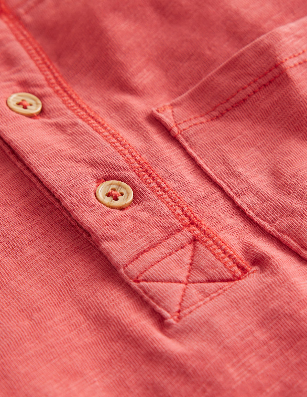 Washed Cotton Henley T-shirt-Peppadew Red-3