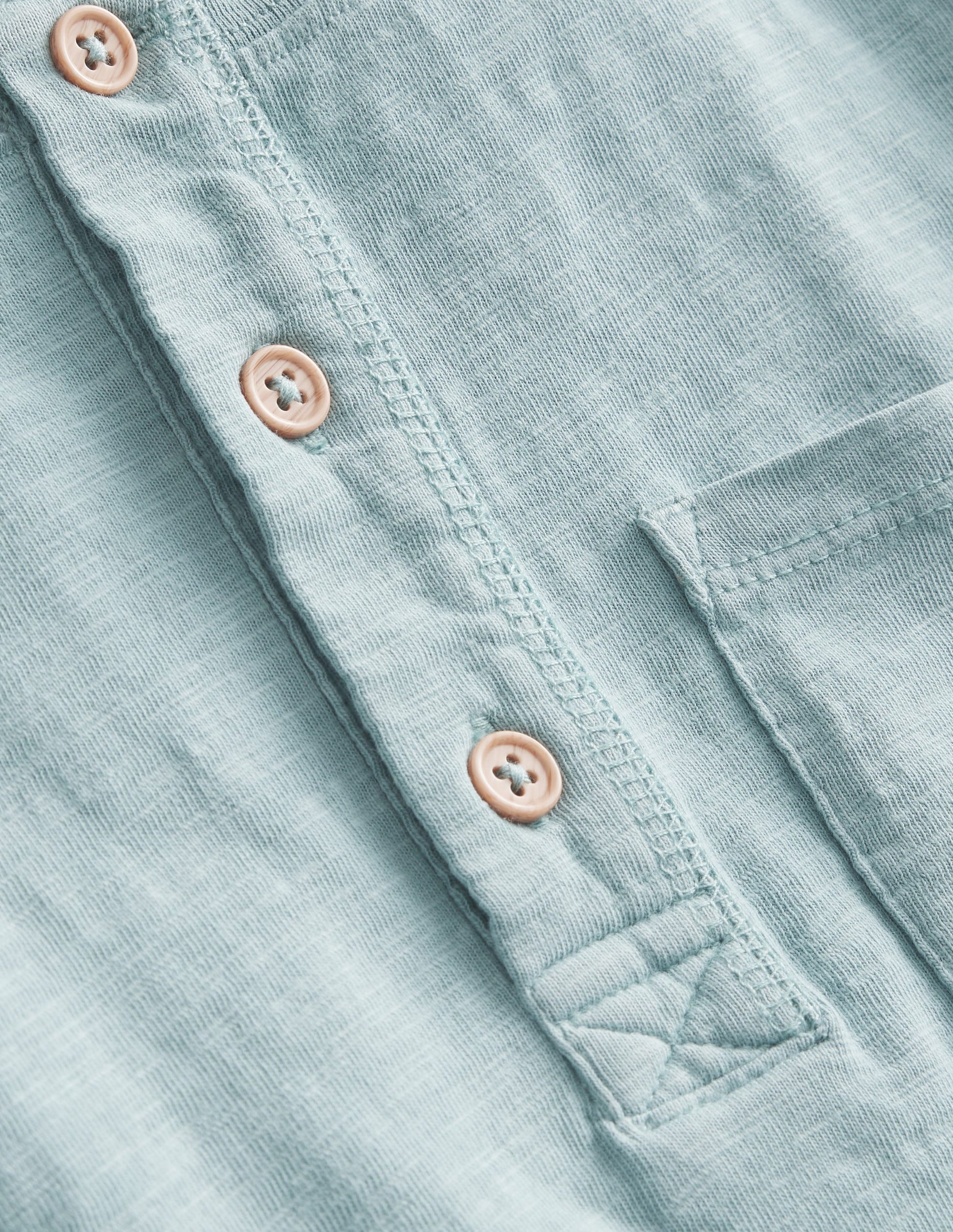 Washed Cotton Henley T-shirt-Tourmaline Blue-3