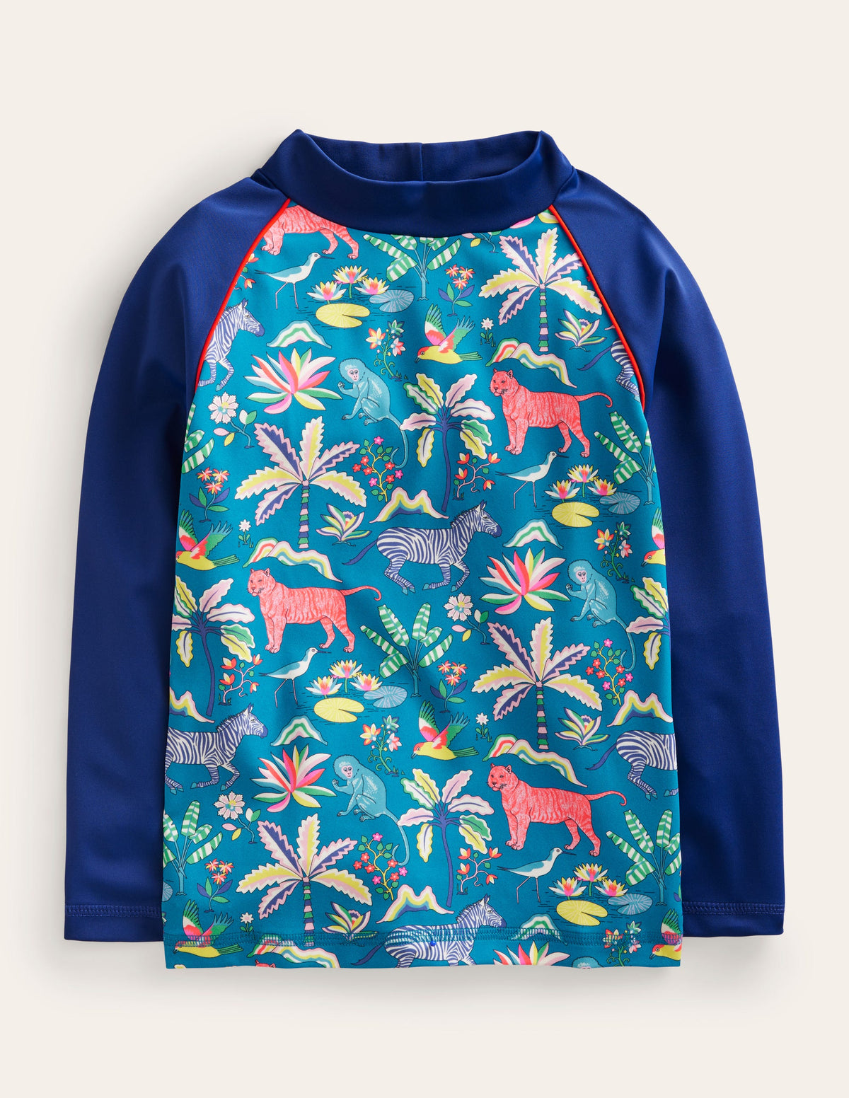 Printed Rash Guard-Island Blue Tropical Garden - Image 1
