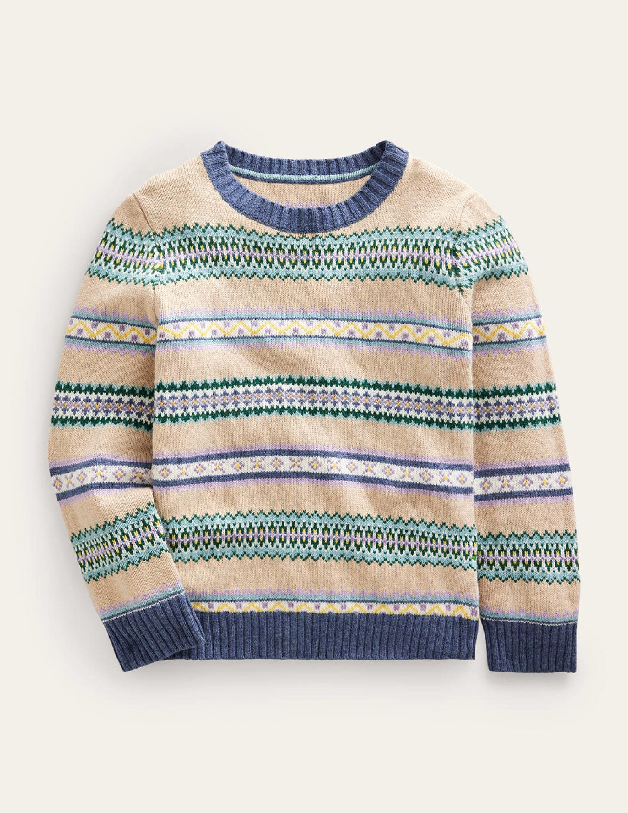 Fair Isle Stripe Crew Sweater-Soft Multi Stripe - Image 1