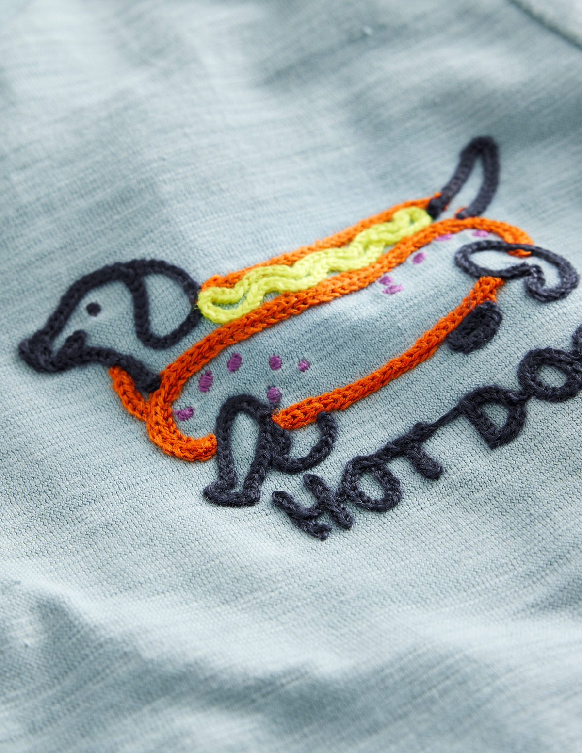 Embroidered-Logo T-Shirt-Blue Hot Dog - Image 3