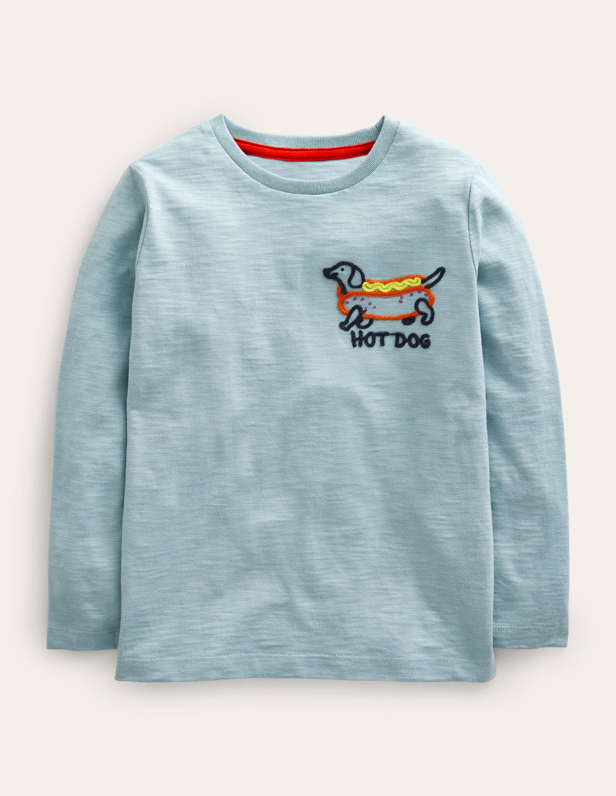 Embroidered-Logo T-Shirt-Blue Hot Dog - Image 1