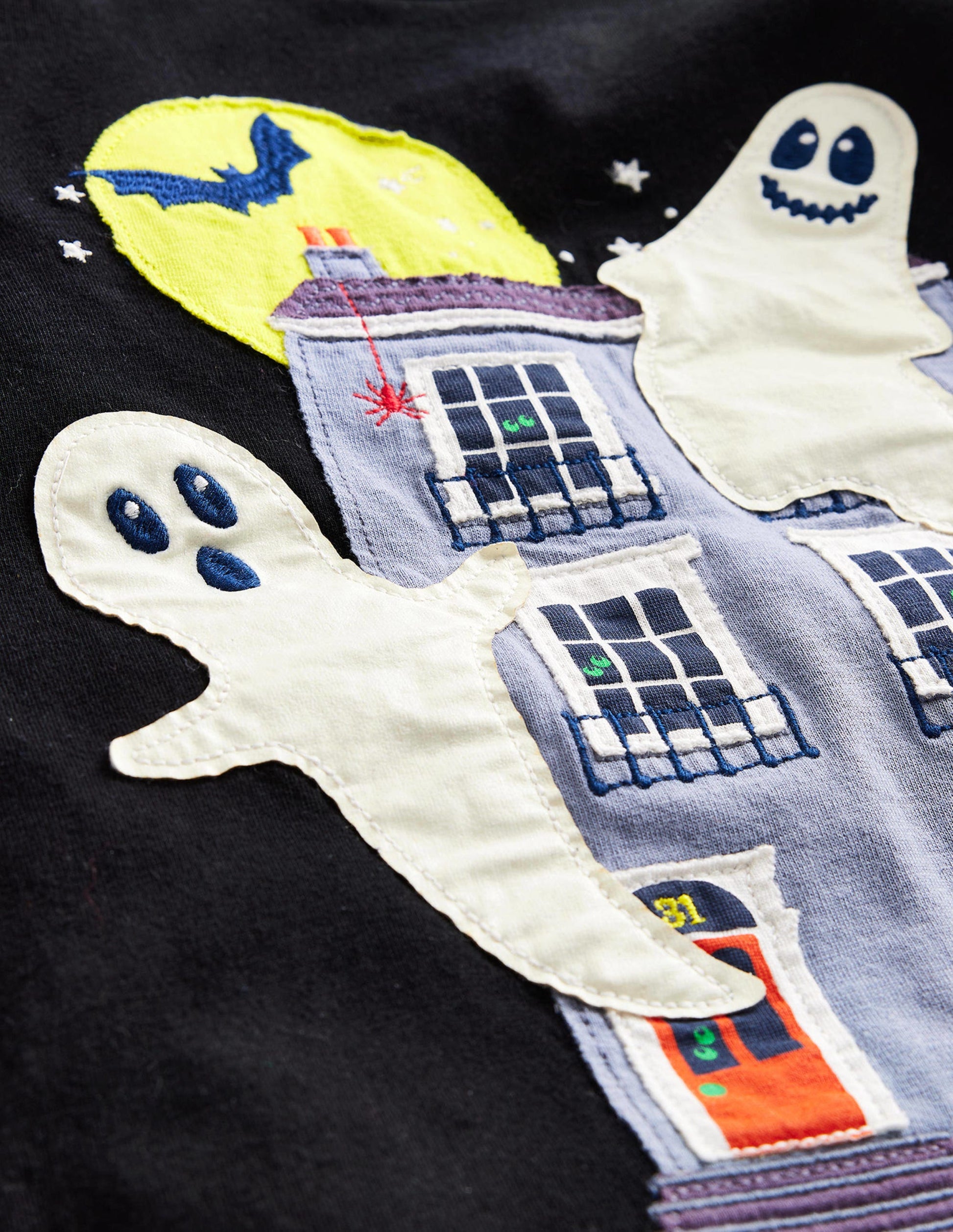 Halloween Appliqué T-shirt-Black-3