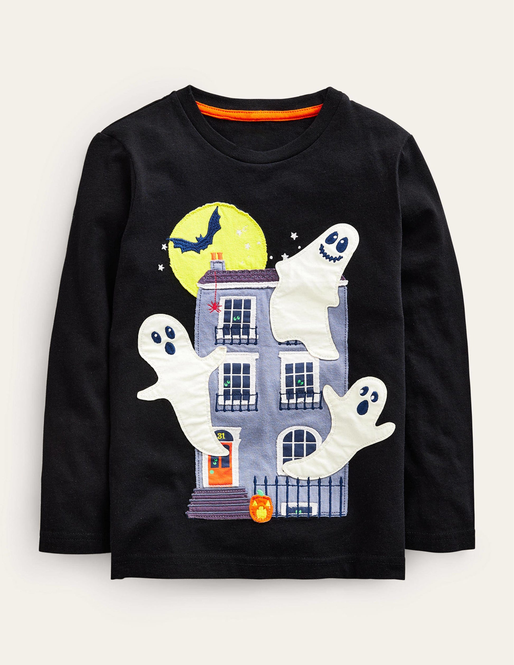 Halloween Appliqué T-shirt-Black-1