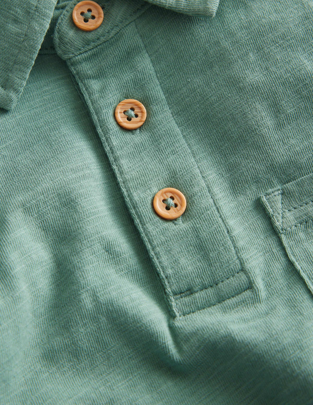 Slubbed Long-Sleeve Polo Shirt-Smoke Green-3