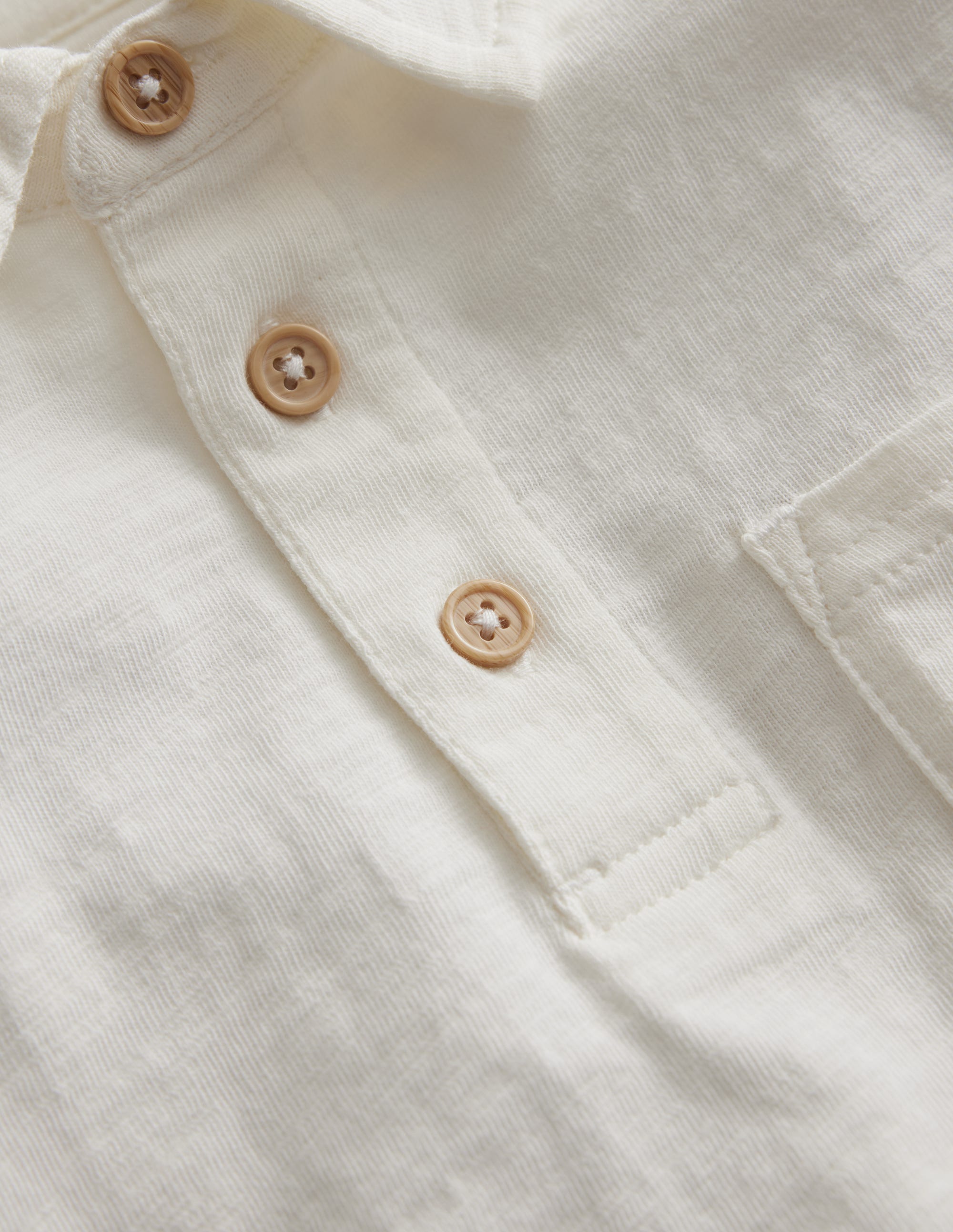 Slubbed Long-Sleeve Polo Shirt-Ivory - Image 3