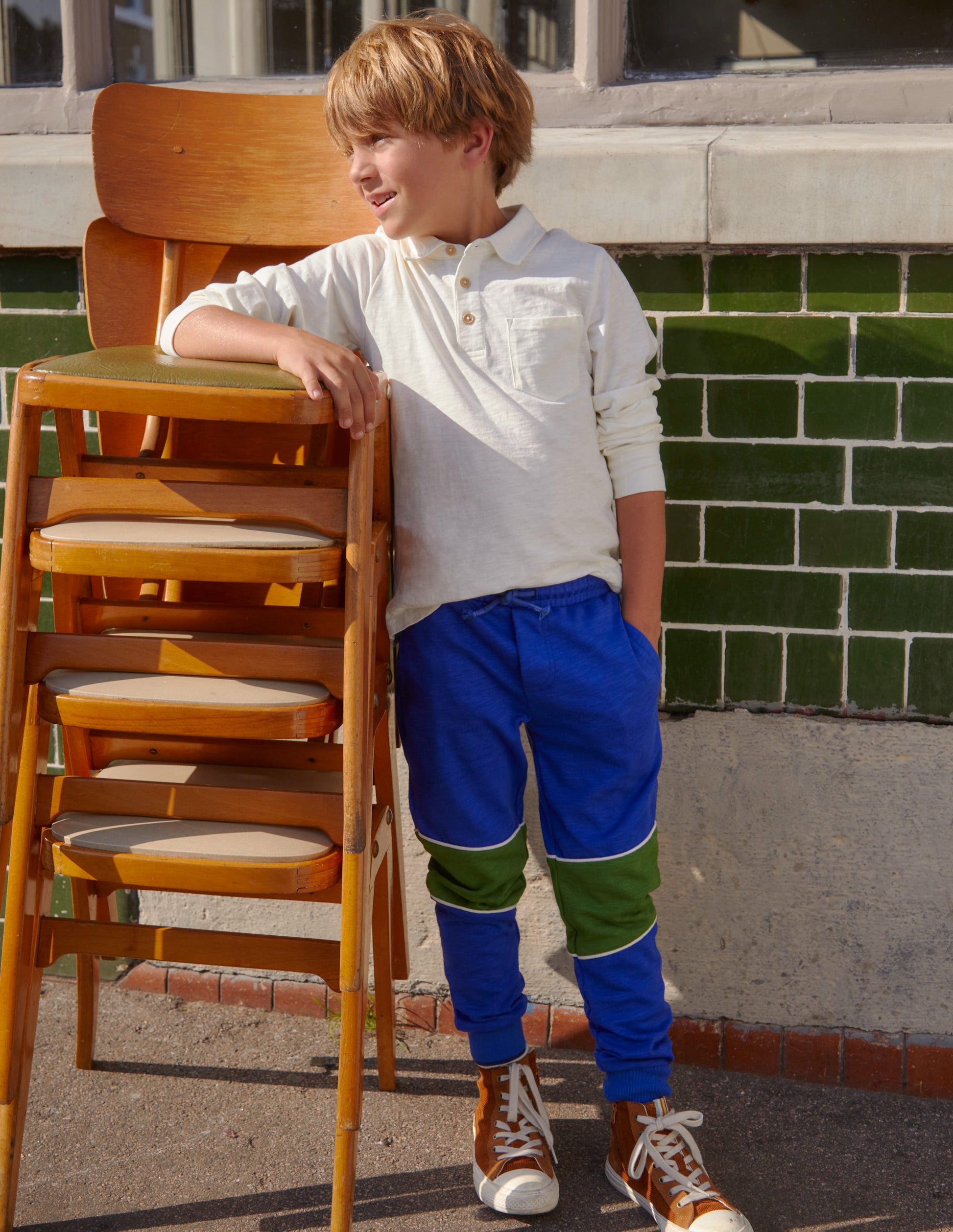 Slubbed Long-Sleeve Polo Shirt-Ivory-4