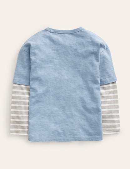 Layered Long-Sleeve T-Shirt-Pebble Blue-2