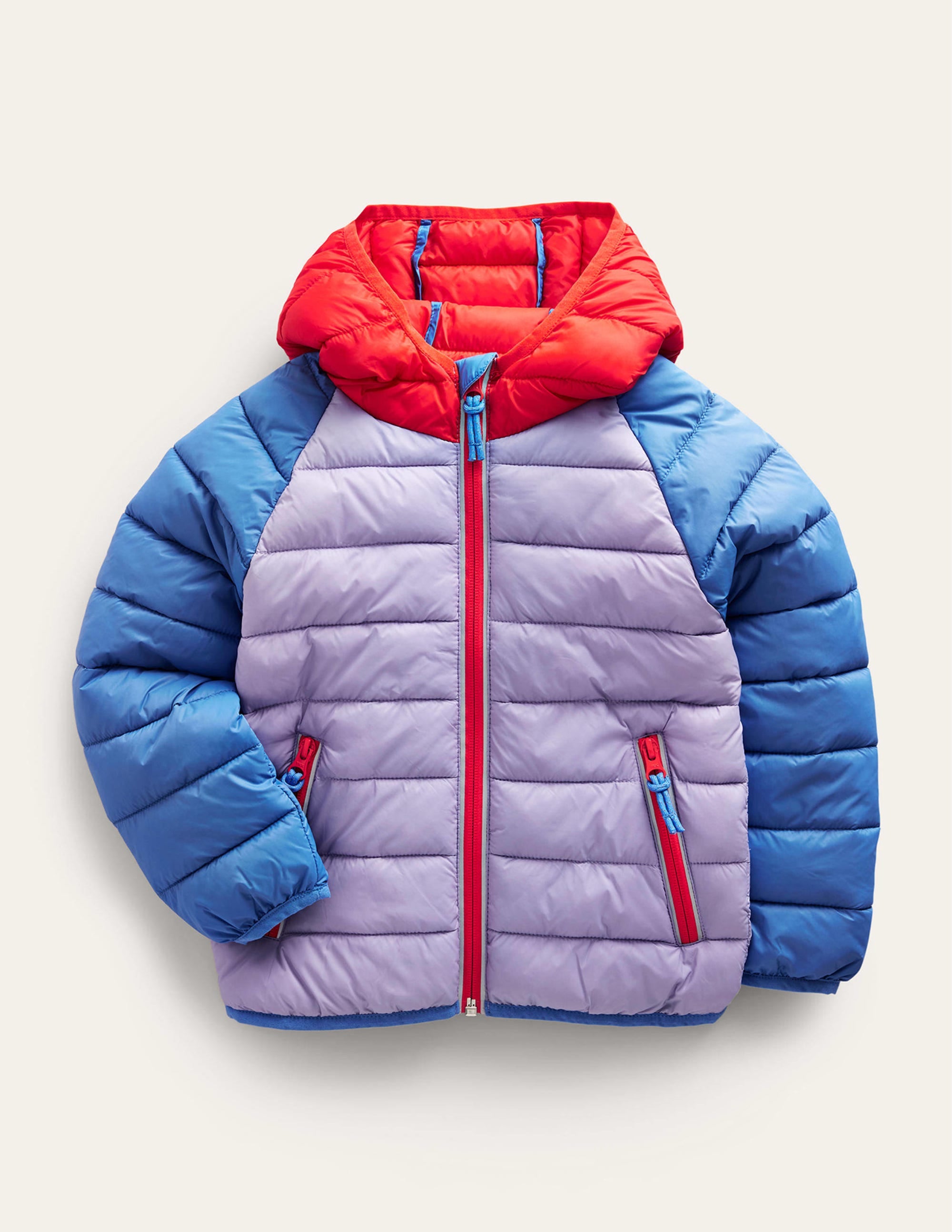 Pack-Away Padded Jacket-Lilac Colourblock - Image 1