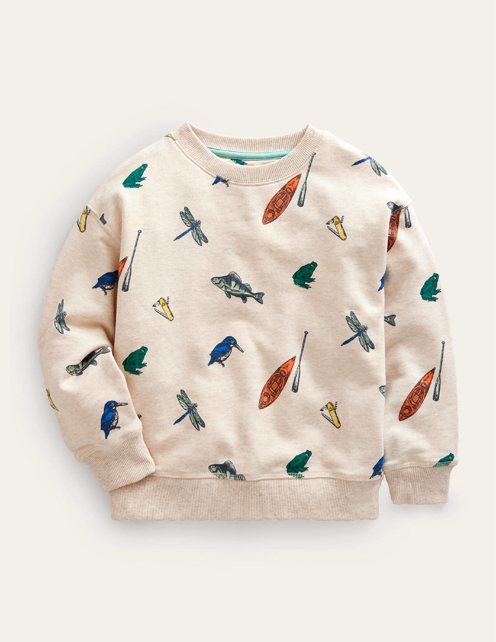 Printed Sweatshirt-Oatmeal Marl Fish - Image 1