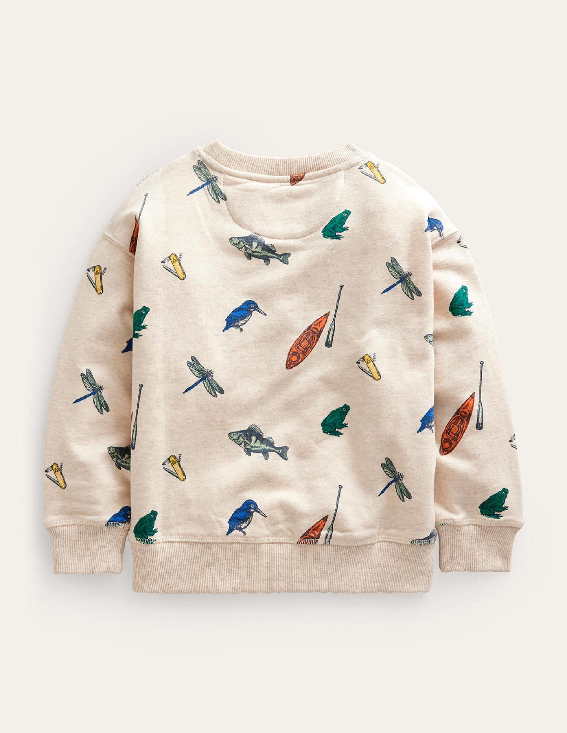 Printed Sweatshirt-Oatmeal Marl Fish-2