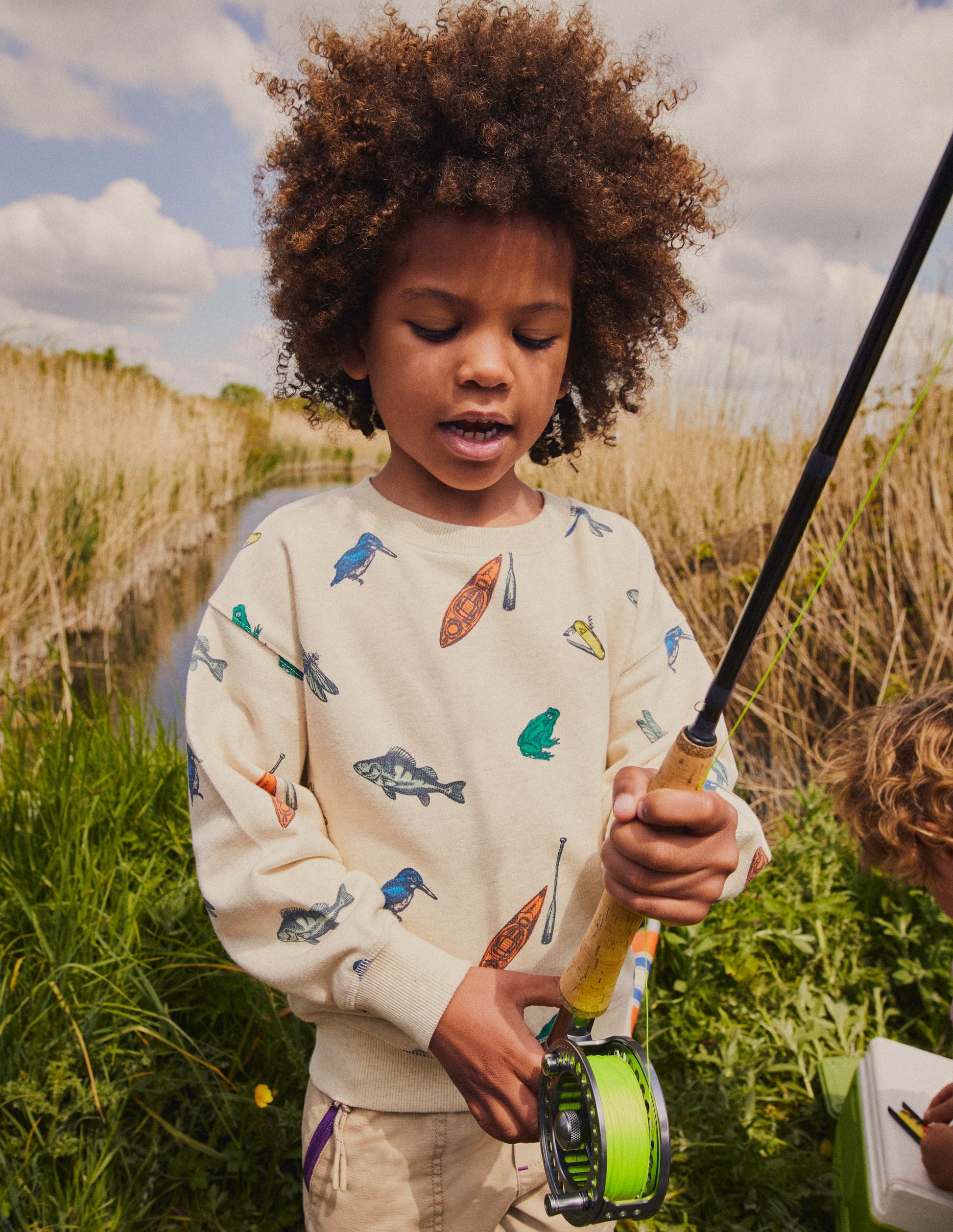 Printed Sweatshirt-Oatmeal Marl Fish-4