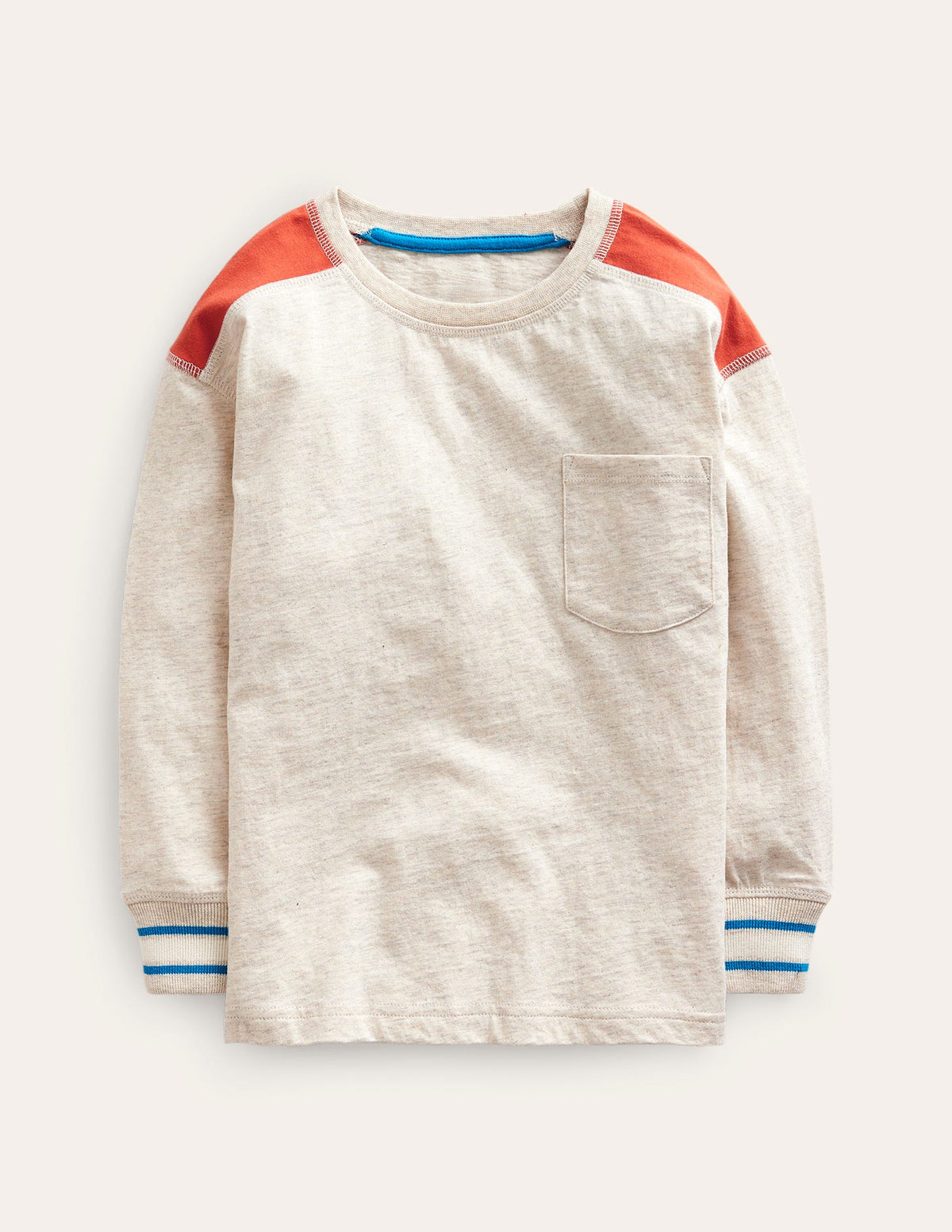 Textured Detail T-shirt-Oatmeal Marl-1
