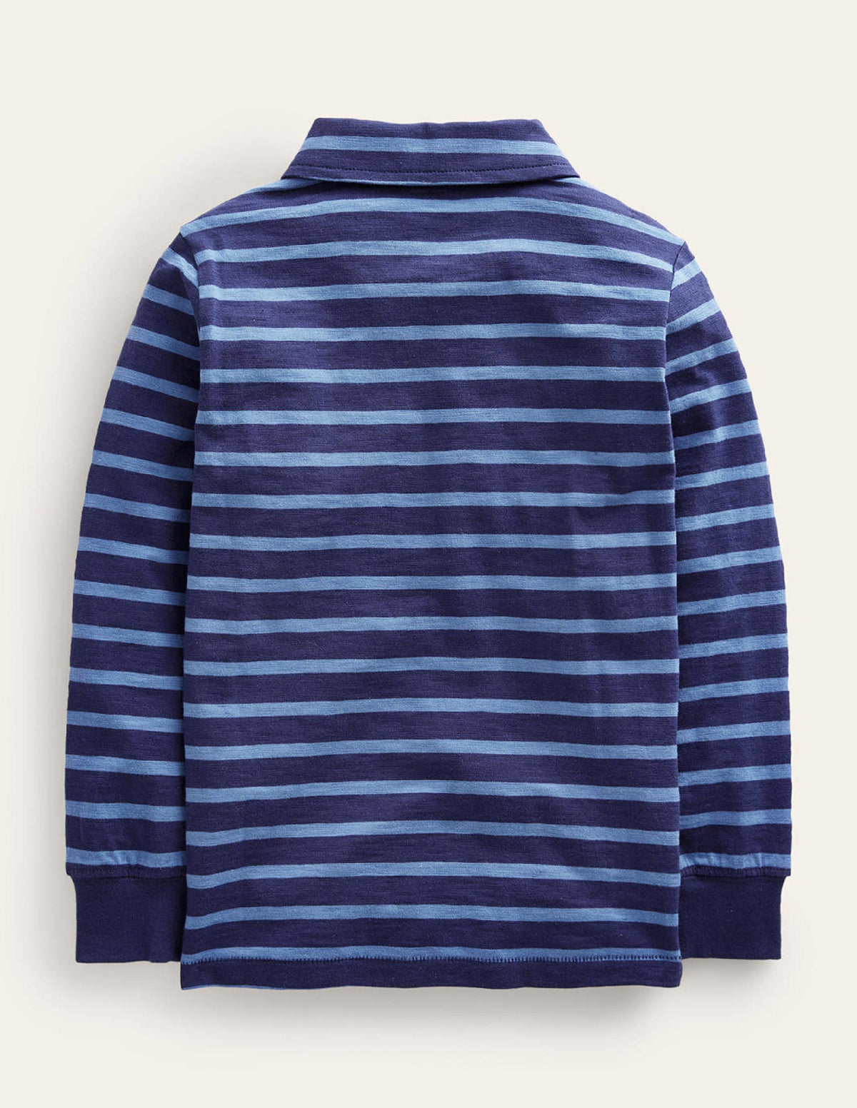 Stripe Long Sleeve Slub Polo-Blue-2