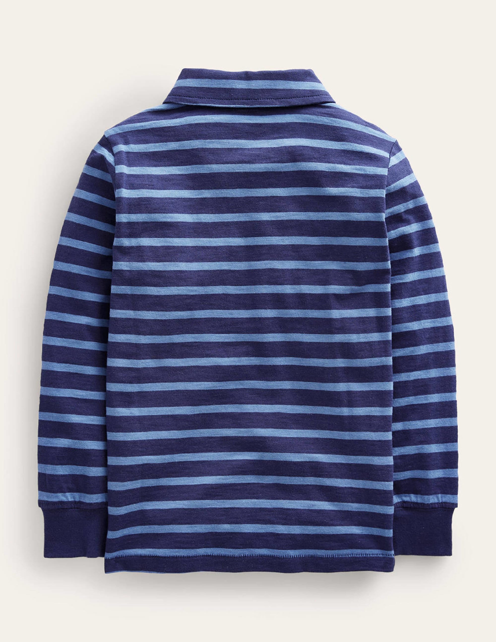 Stripe Long Sleeve Slub Polo-Blue - Image 2