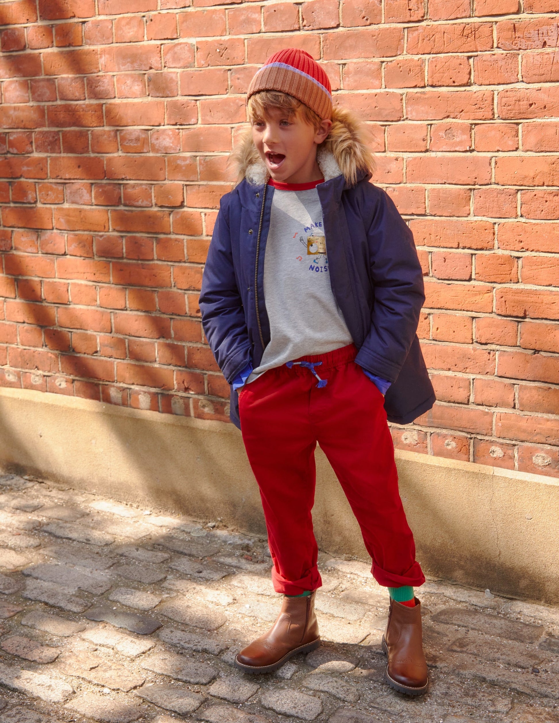 Slim Pull-On Pants-Royal Red-4