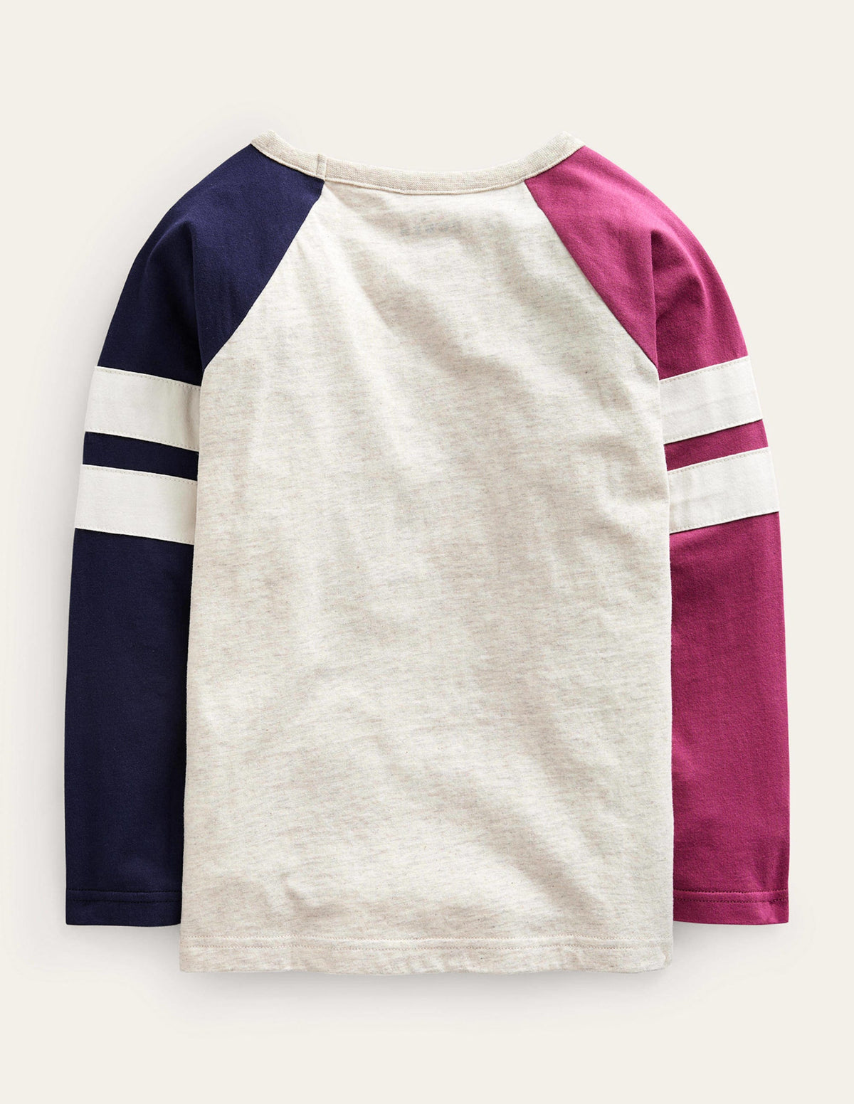 Colourblock Raglan T-shirt-Oatmeal/Navy/Berry Marl - Image 2