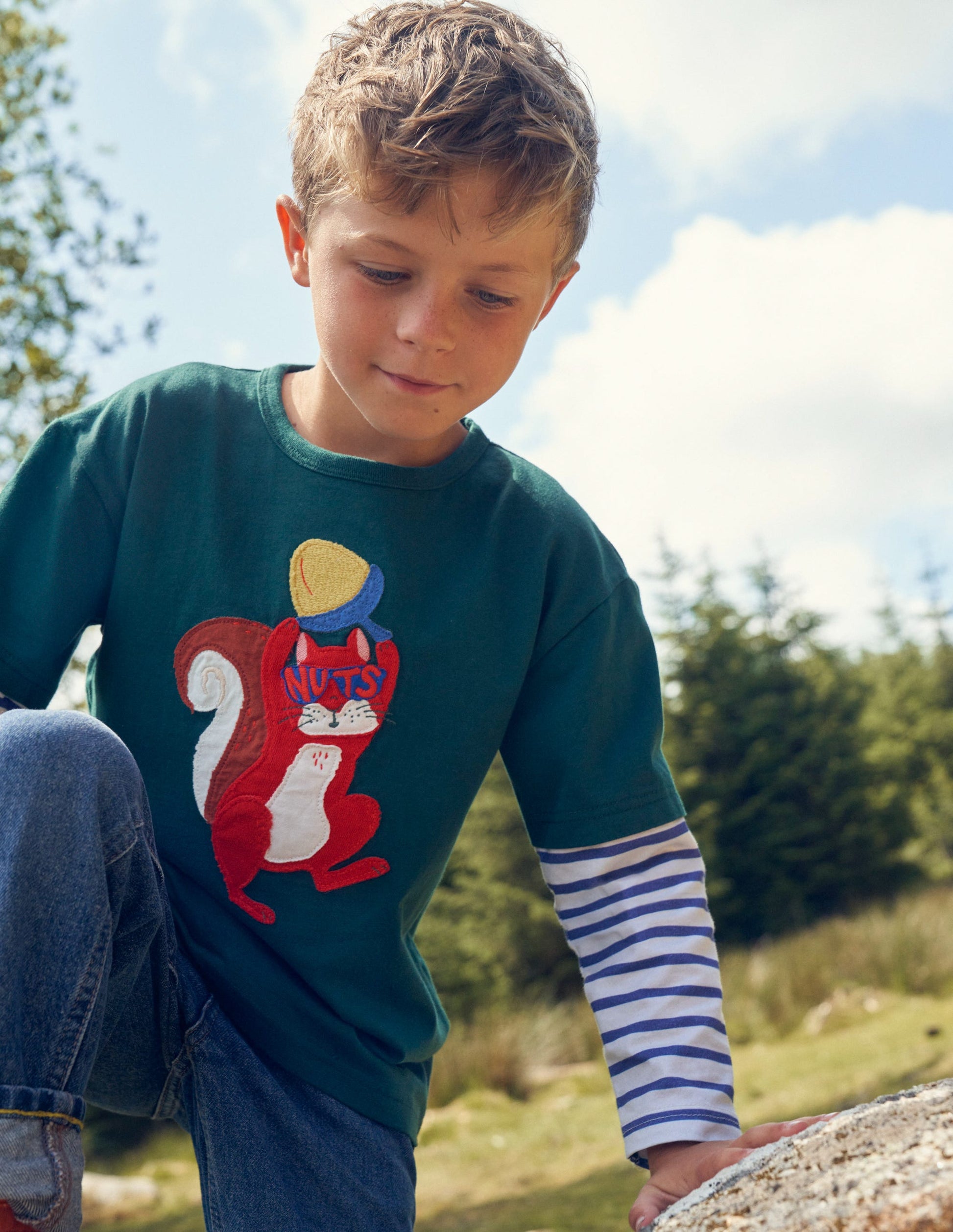 Logo Mock Sleeve T-shirt-Amazon Green Squirrel-4