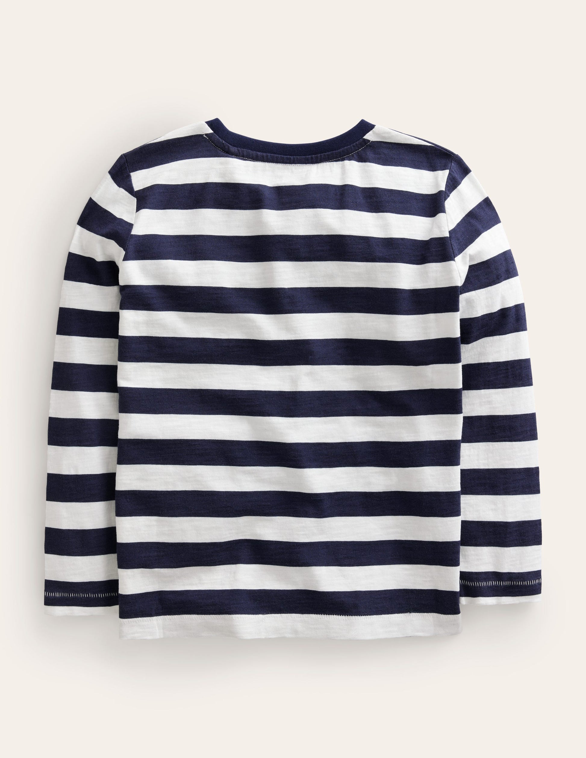 Long-sleeved Washed T-shirt-French Navy/Ivory Stripe-2