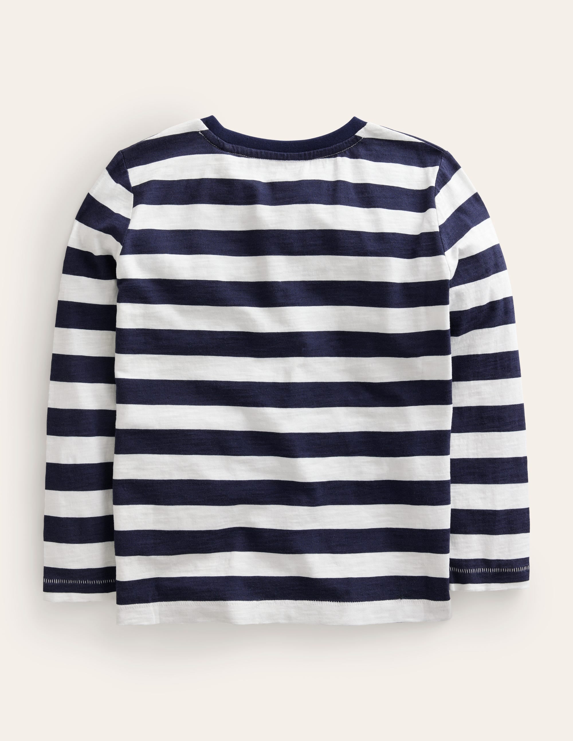 Long-sleeved Washed T-shirt-French Navy/Ivory Stripe - Image 2