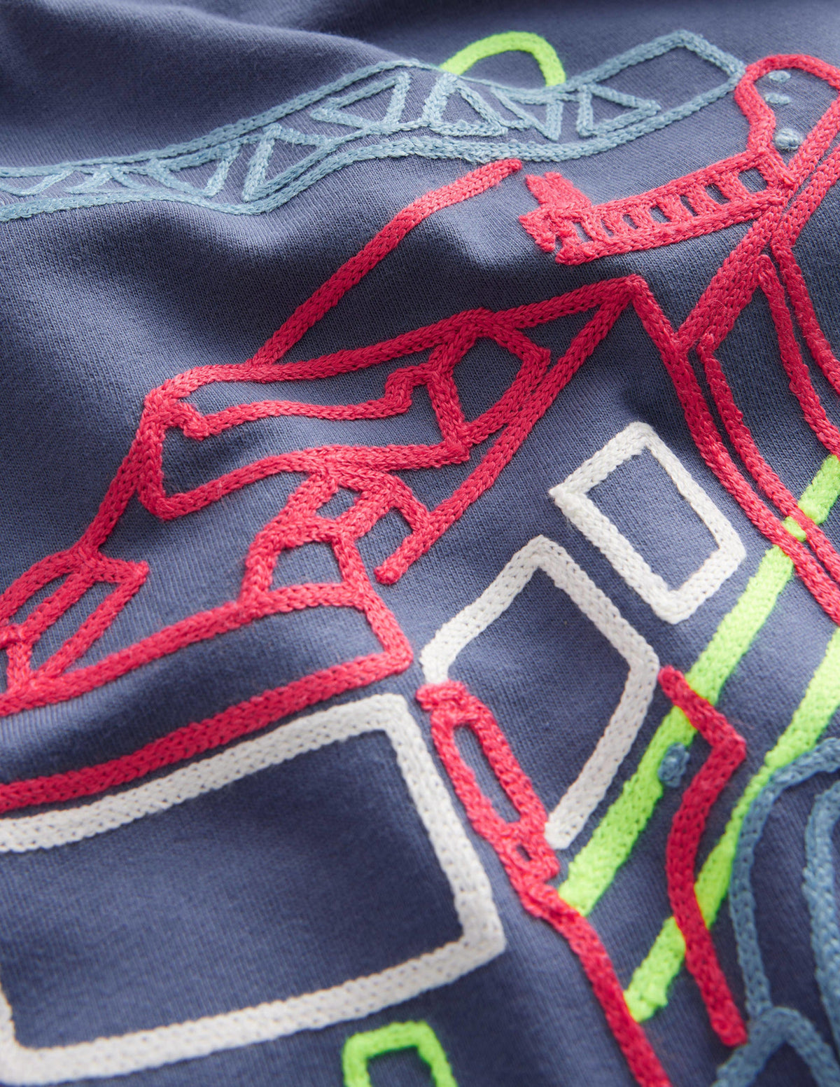 Chain Stitch Logo T-shirt-Robot Blue-3