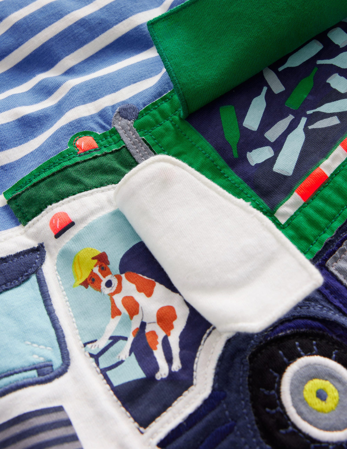 Lift-the-flap Truck T-Shirt-Elizabethan Blue/Ivory Stripe - Image 3