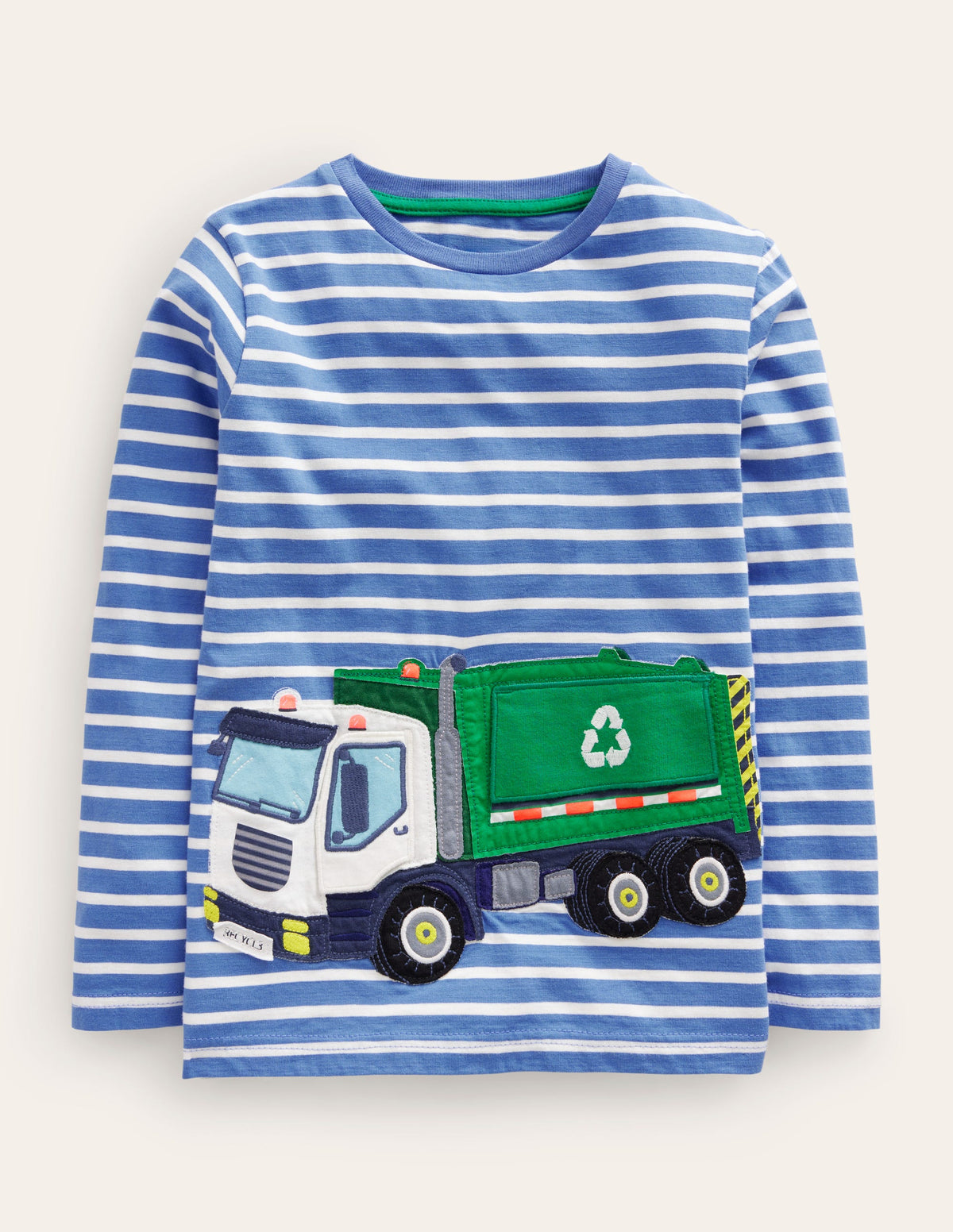 Lift-the-flap Truck T-Shirt-Elizabethan Blue/Ivory Stripe - Image 1