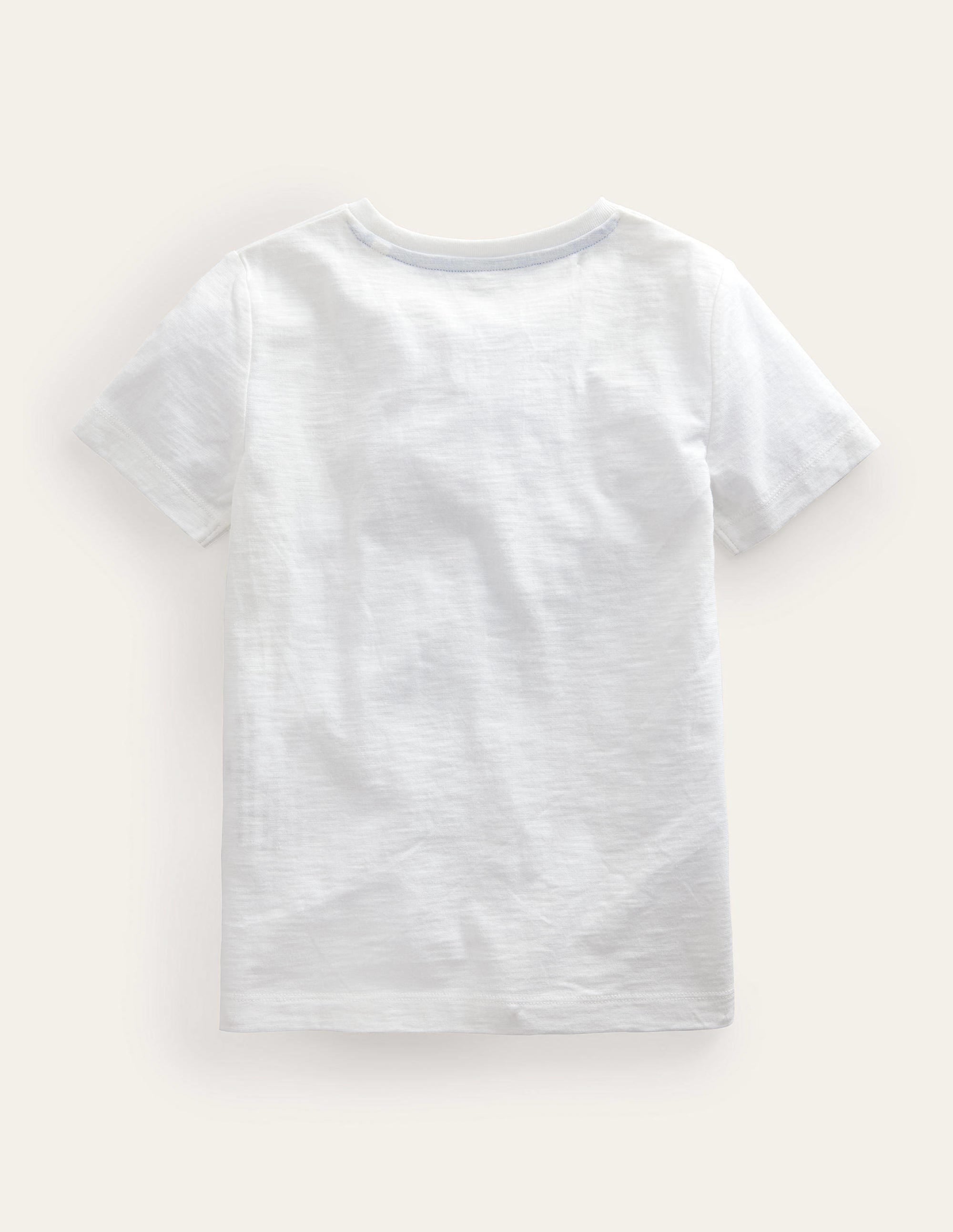 Chain Stitch Slogan T-shirt-Ivory White Hello - Image 2