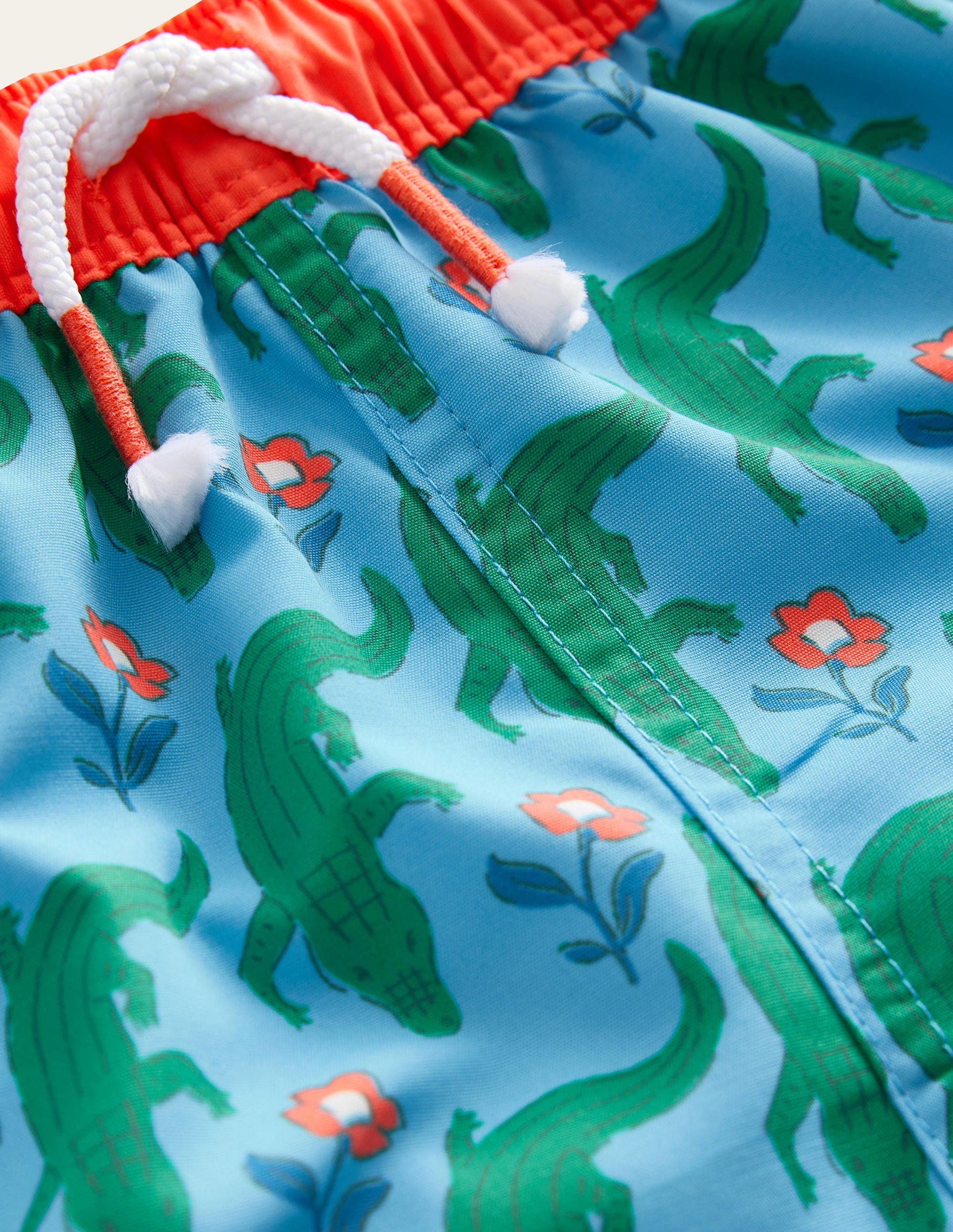 Swim Shorts-Aqua Crocodile Woodblock-3