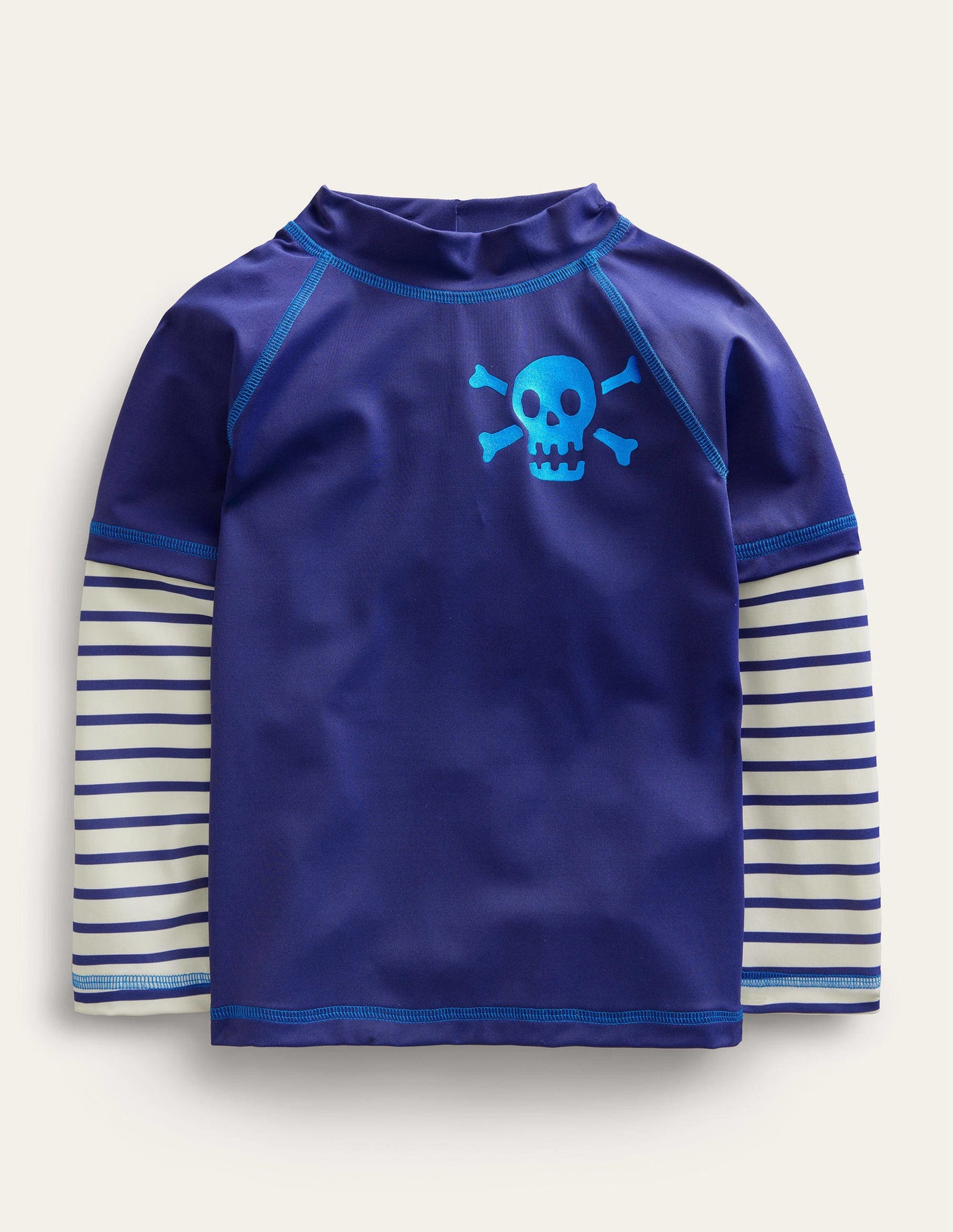 Graphic Rash Guard-Starboard Blue, Ivory Stripe