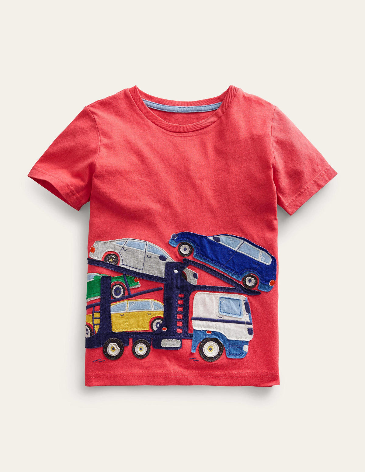Appliqué Front & Back T-shirt-Jam Red Transporter - Image 1