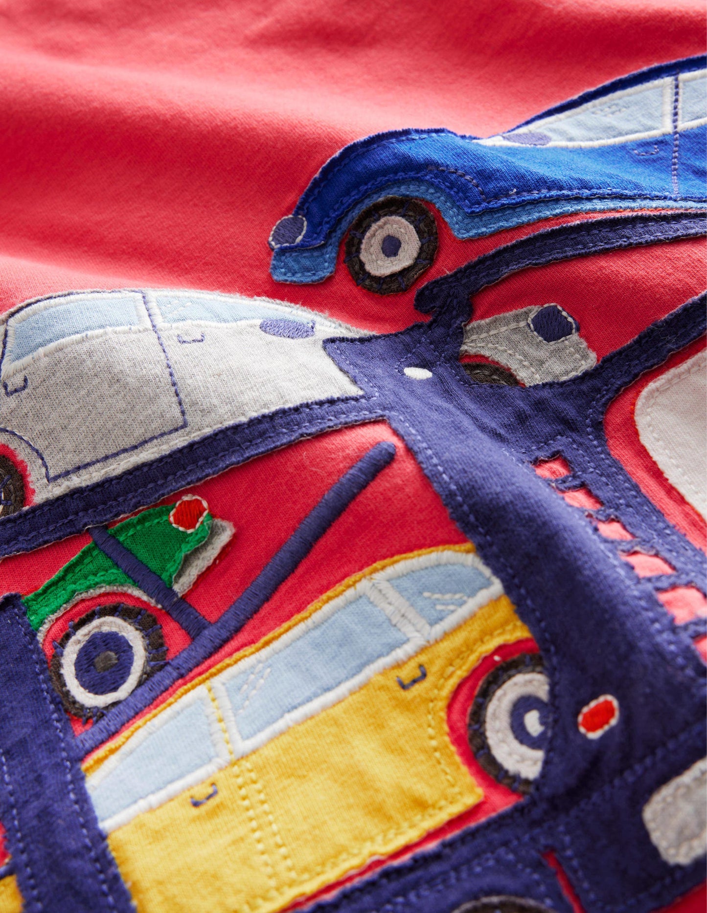 Appliqué Front & Back T-shirt-Jam Red Transporter