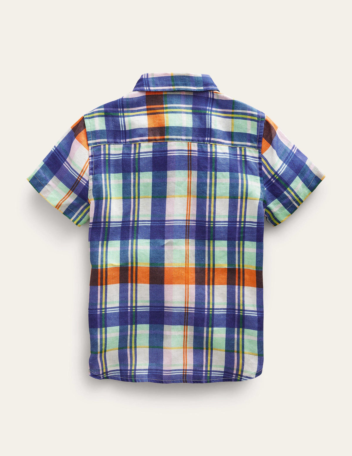 Cotton Linen Shirt-Fire Opal/Green Madras-2