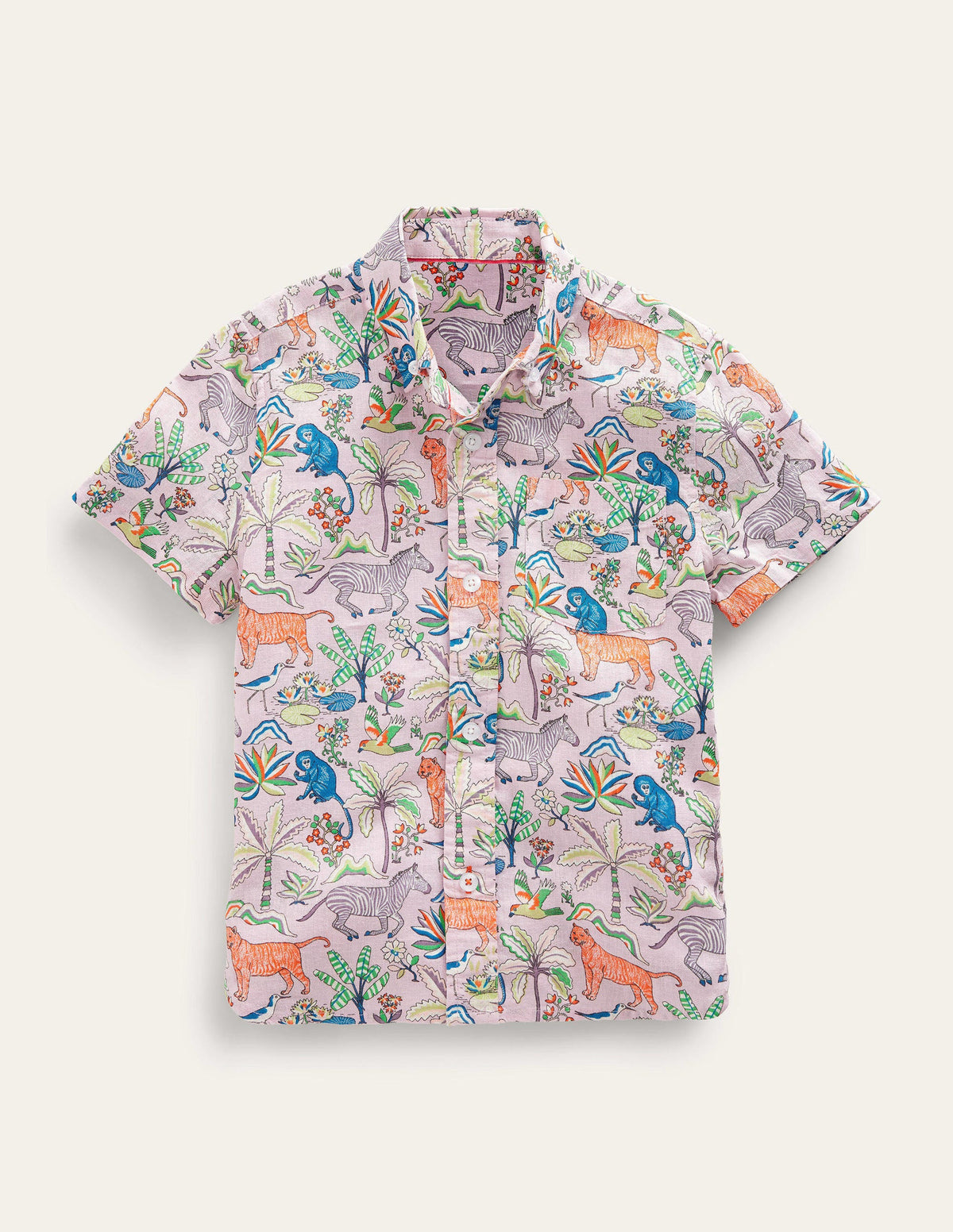 Cotton Linen Shirt-Cameo Pink Tropical Garden-1