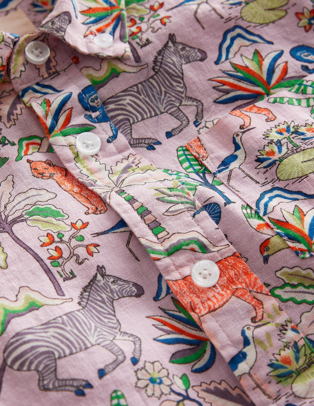 Cotton Linen Shirt-Cameo Pink Tropical Garden - Image 3