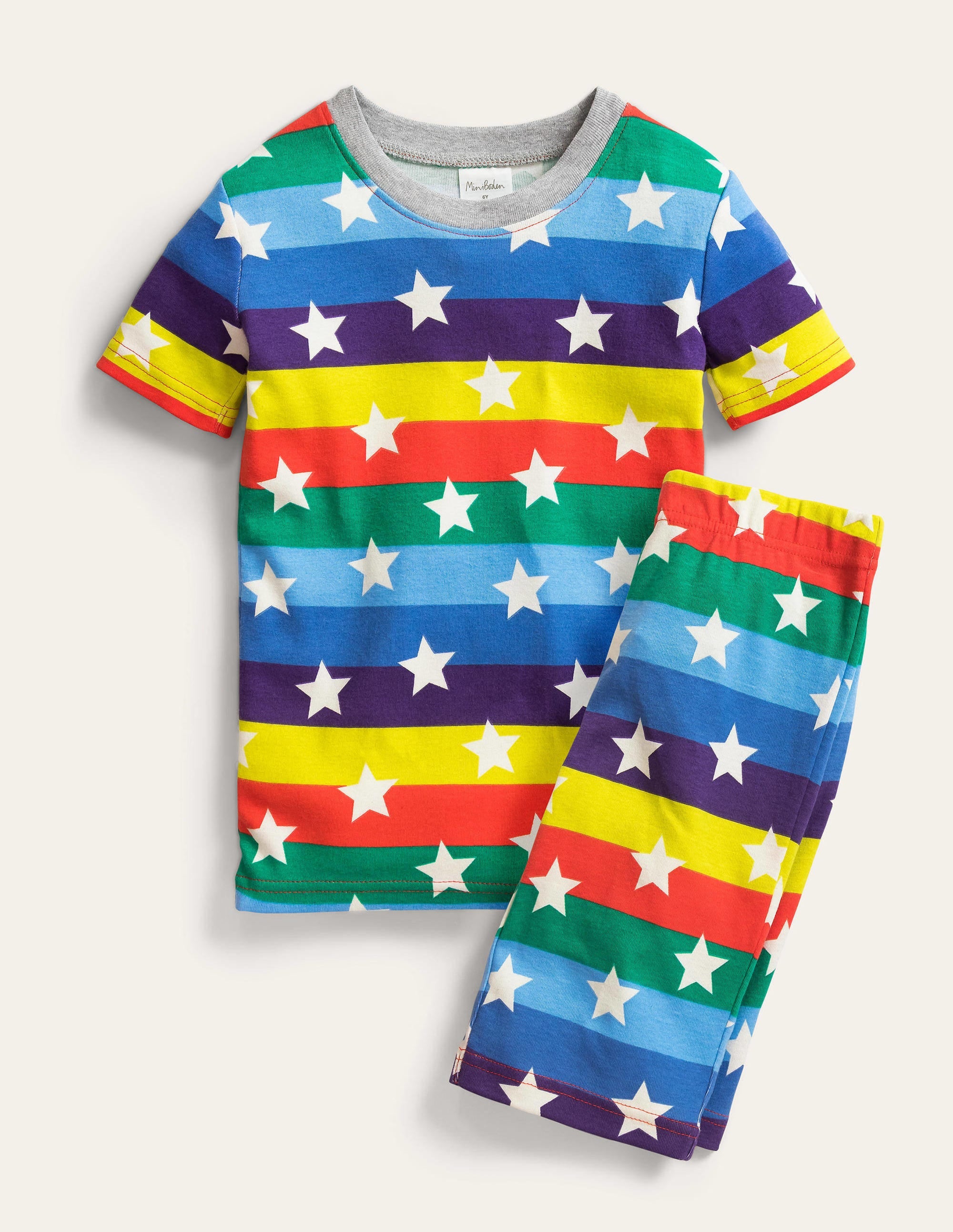 Snug Short John Glow Pyjamas-Rainbow Glow Stars - Image 1