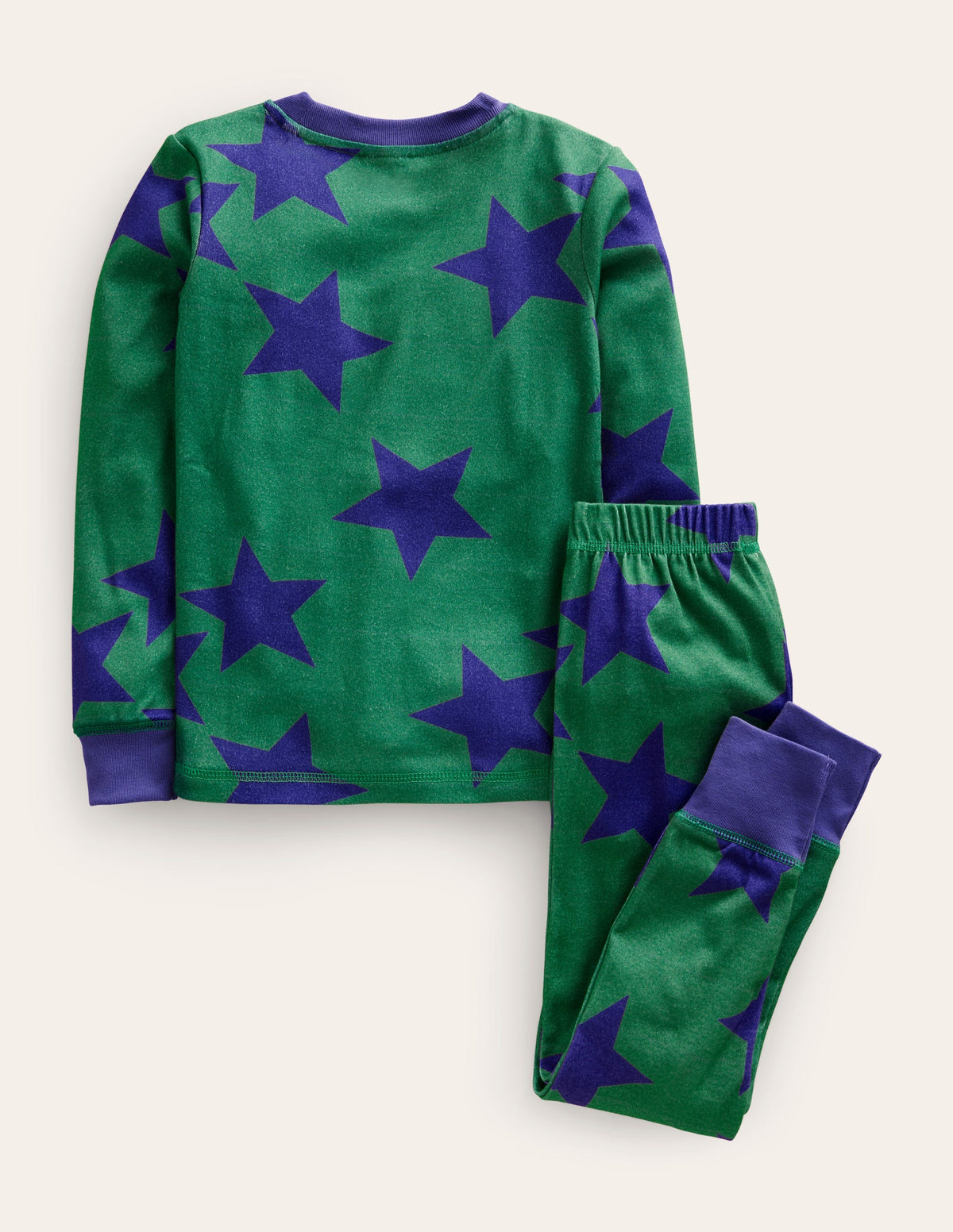 Snug Long John Pajamas-Deep Green/Navy Star-2