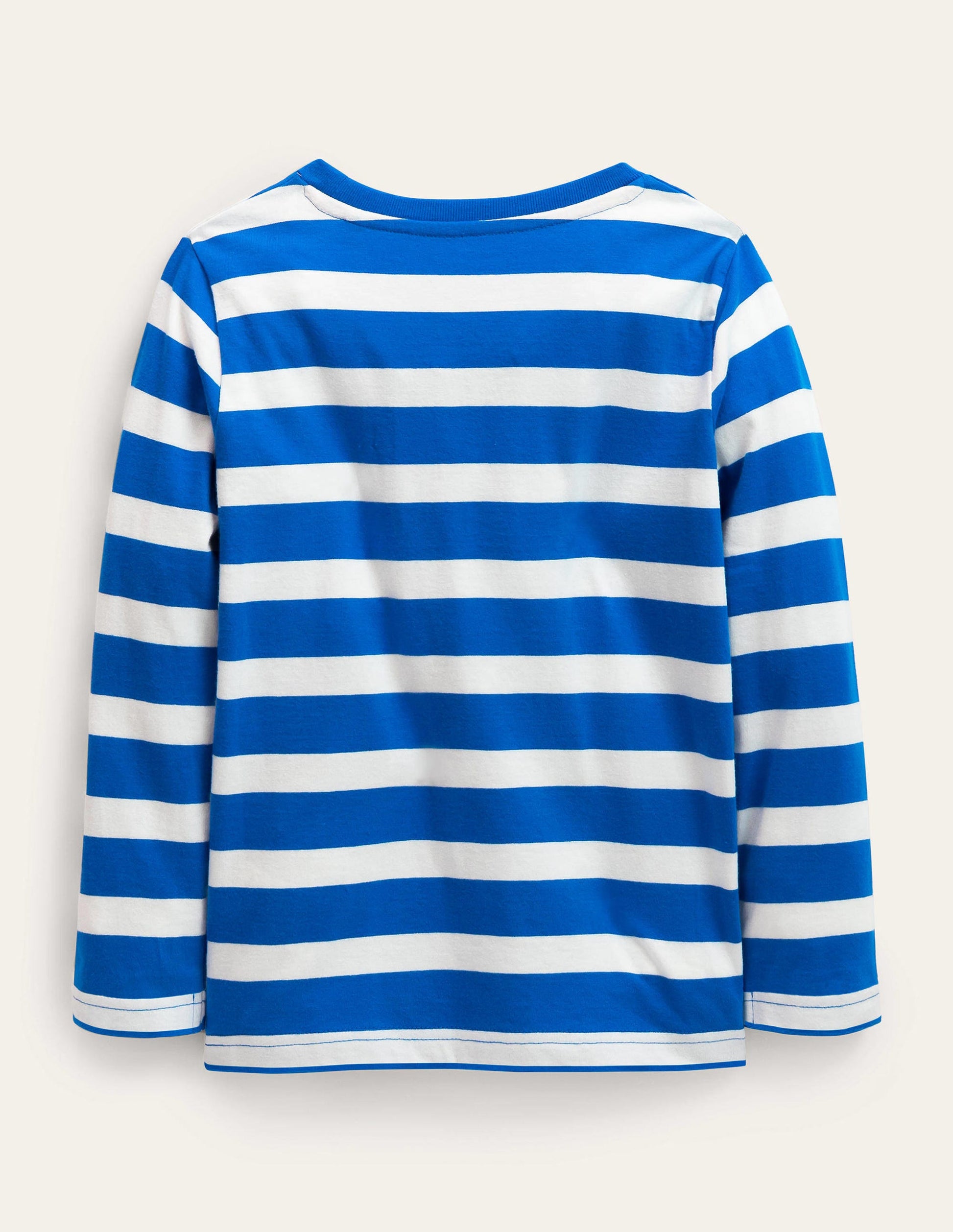 Big Appliqué Striped T-shirt-Moroccan Blue/ Ivory Rabbit-2