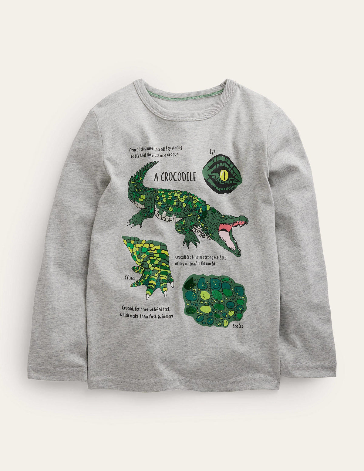 Crocodile T-shirt-Grey Marl Crocodiles - Image 1
