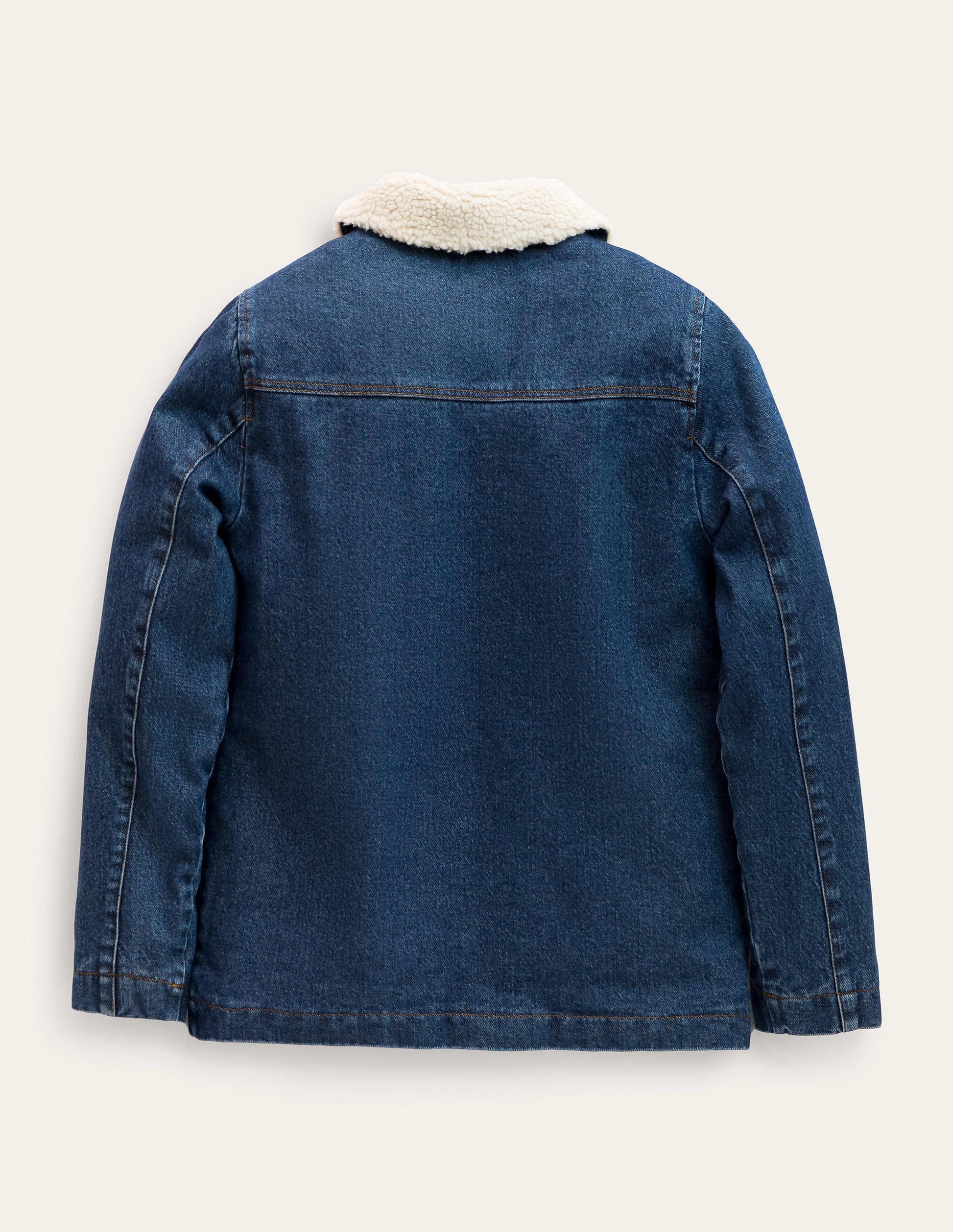 Borg Lined Jacket-Mid Vintage Denim-2