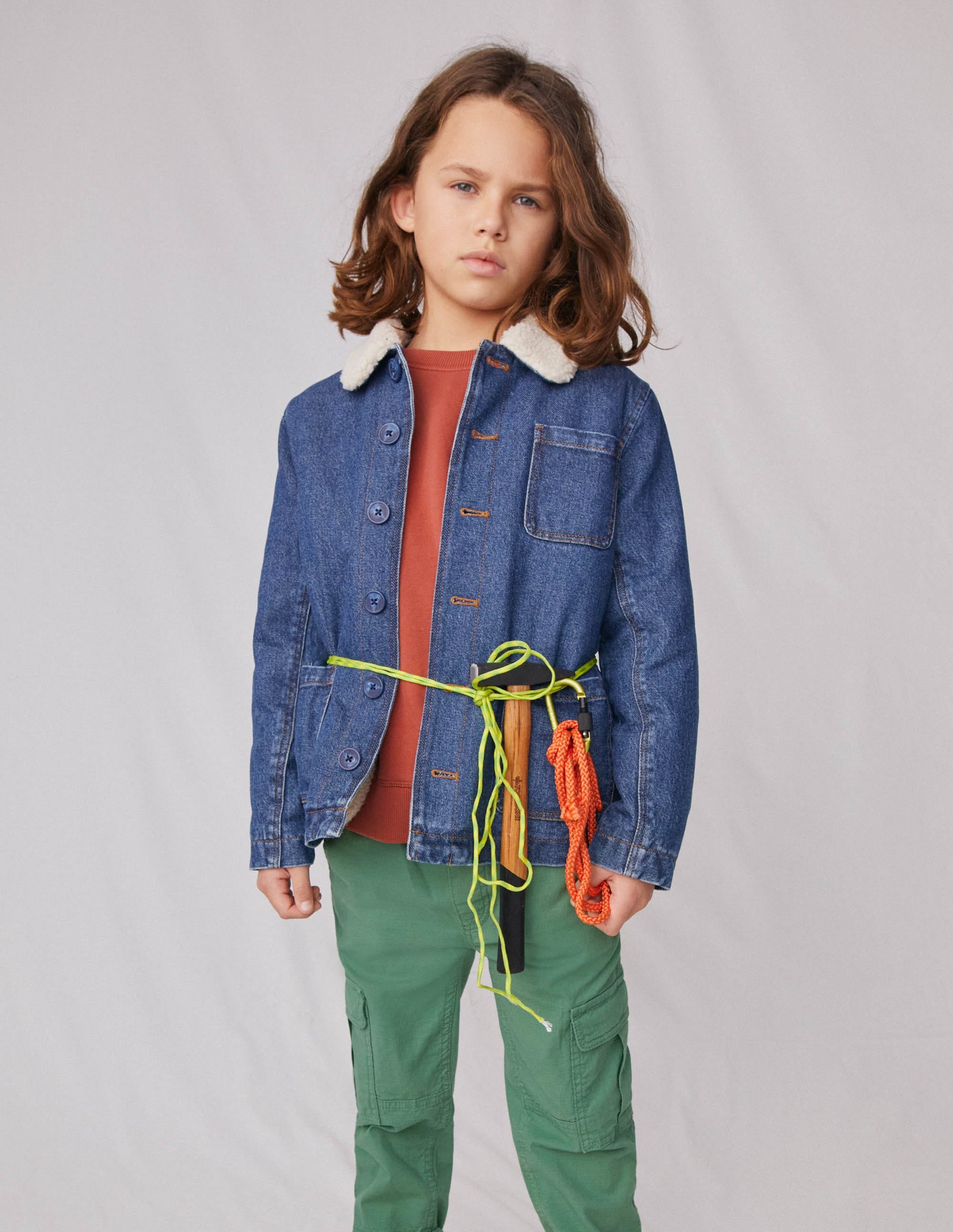 Borg Lined Jacket-Mid Vintage Denim - Image 4