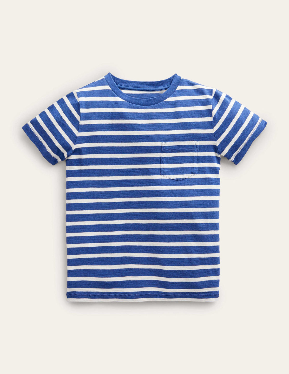 Striped Washed Slub T-shirt-Starboard/Ivory - Image 1