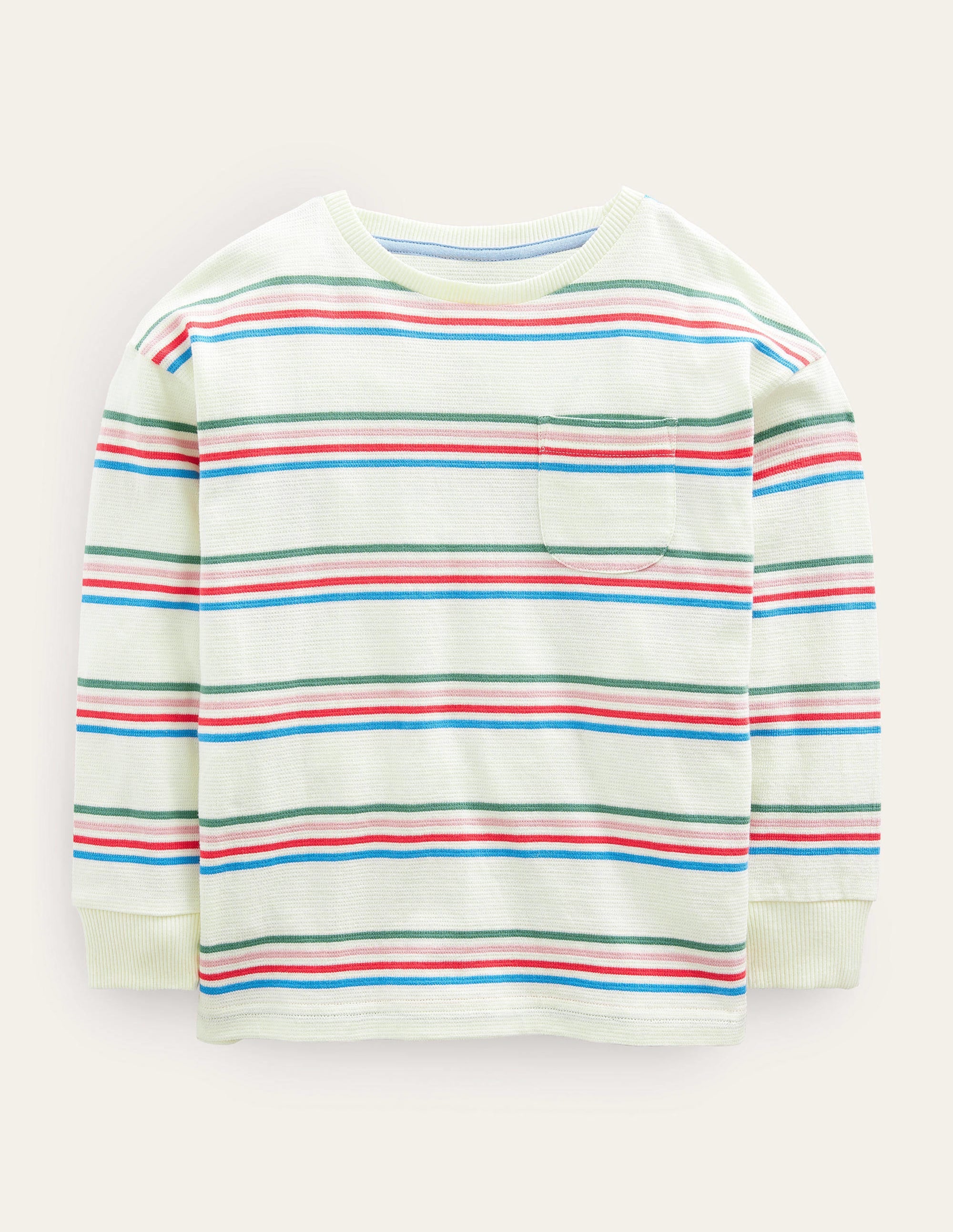 Long Sleeve Textured T-shirt-Ivory/Csarite/Surf - Image 1