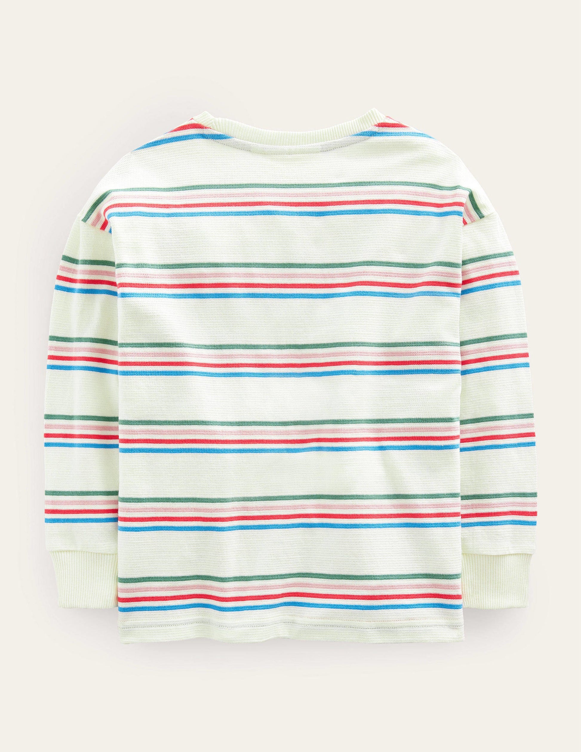 Long Sleeve Textured T-shirt-Ivory/Csarite/Surf-2
